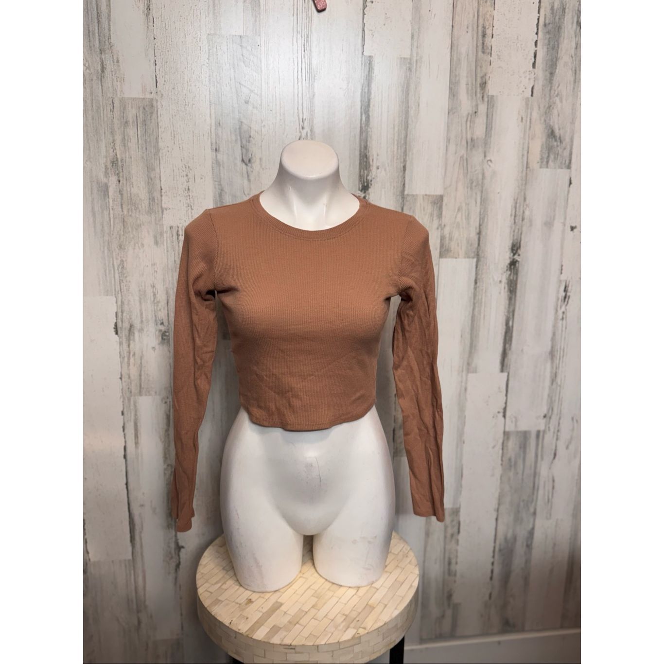 Other Bozzolo Brown Long Sleeve Ribbed Crop Top Women’s Size M Size M / US 6-8 / IT 42-44 - 2 Thumbnail