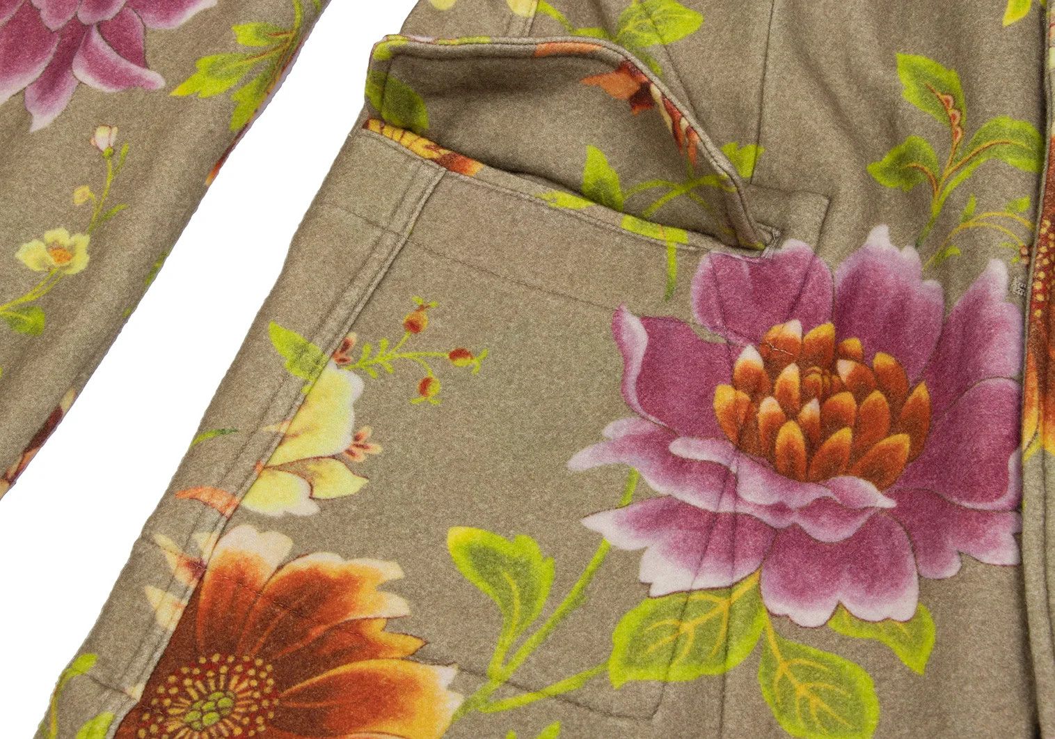 Jean Paul Gaultier Wool Floral Print Reversible Jacket in Khaki Multi Size US M / EU 48-50 / 2 - 10 Thumbnail
