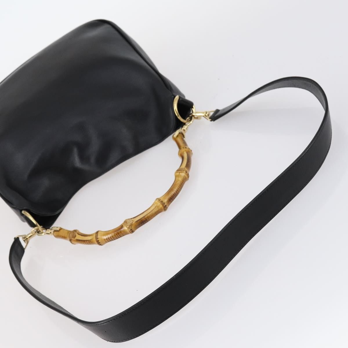 Gucci GUCCI Bamboo Handbag Leather Black Gold 001 001 Size ONE SIZE - 7 Thumbnail