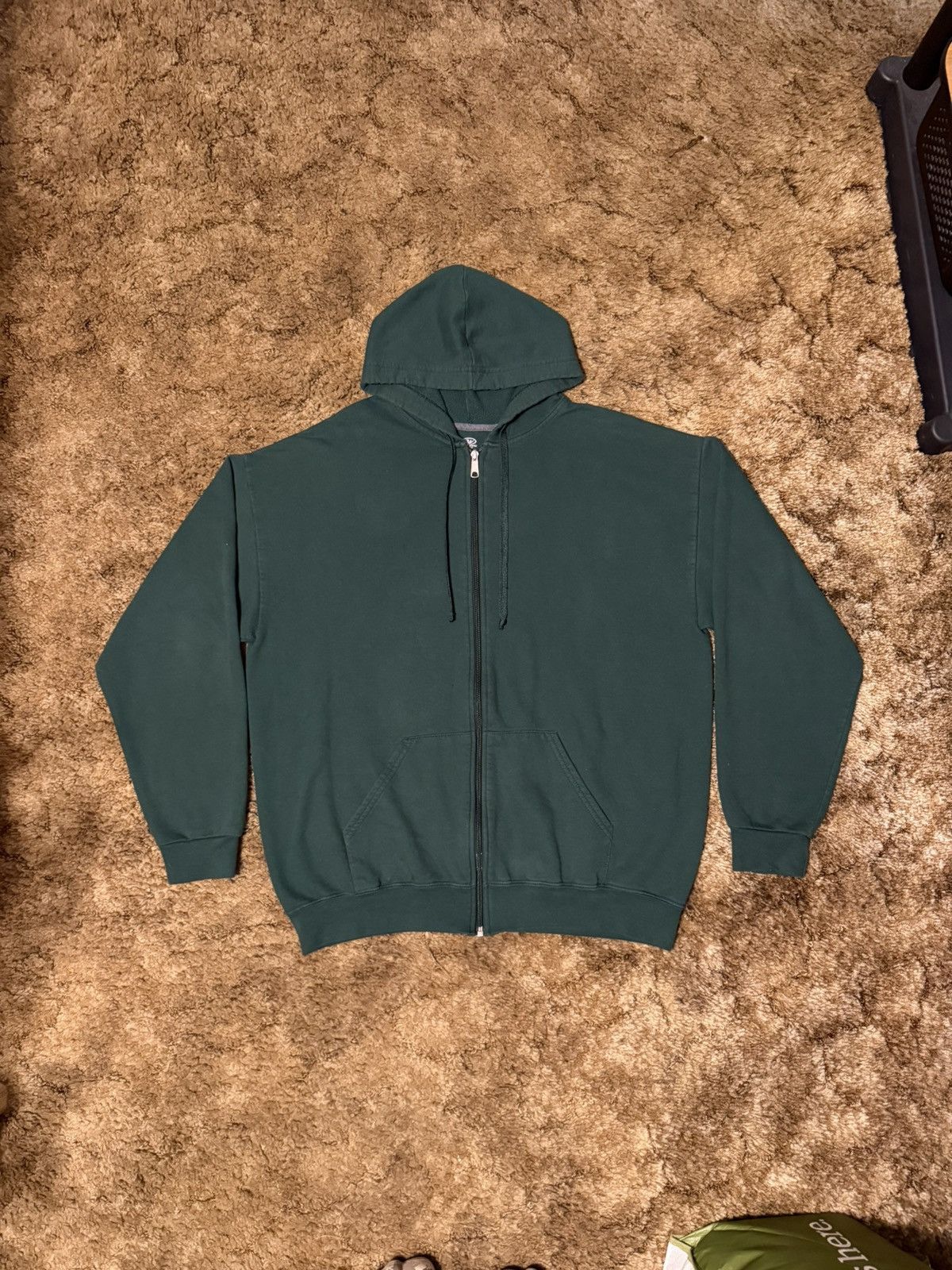 Vintage Blank Green Full Zip Up Hoodie Green XLarge Size US XL / EU 56 / 4 - 1 Thumbnail
