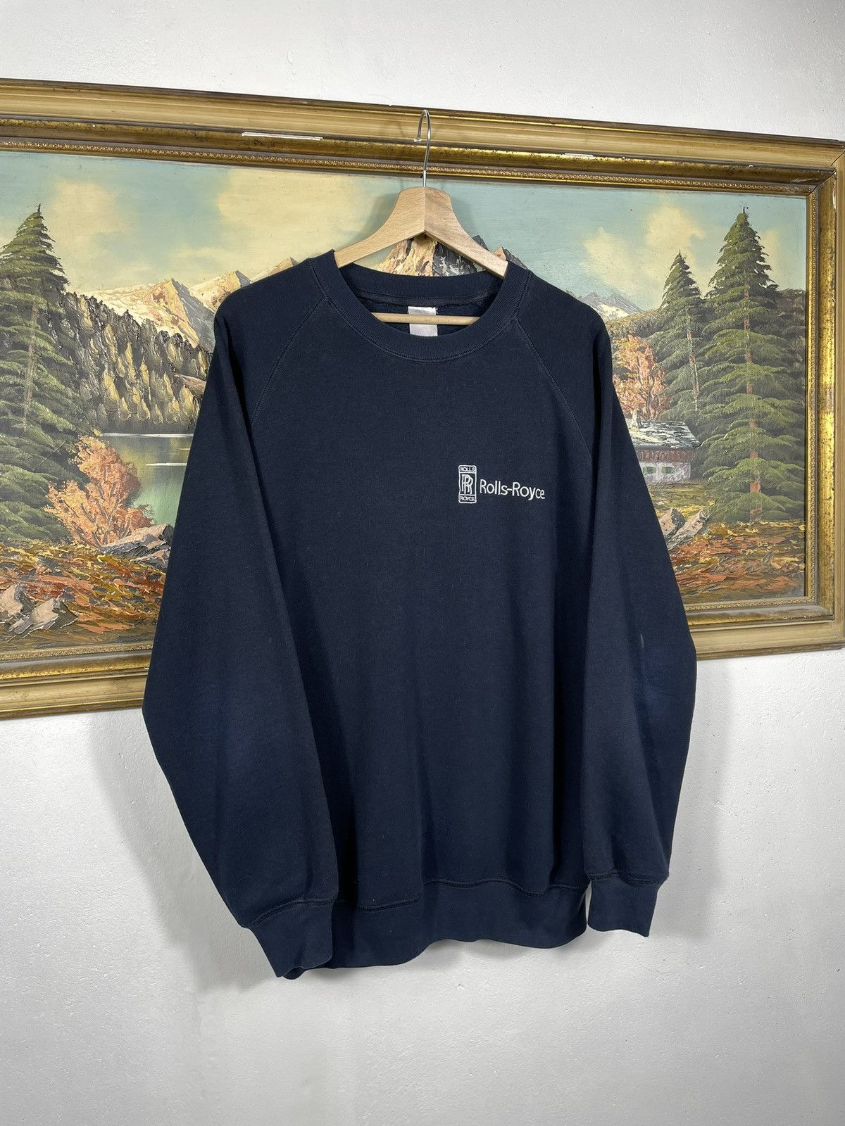 Vintage Navy Retro Y2k 00s Baggy Crewneck Rolls Royce Racing Luxury Size US L / EU 52-54 / 3 - 4 Thumbnail
