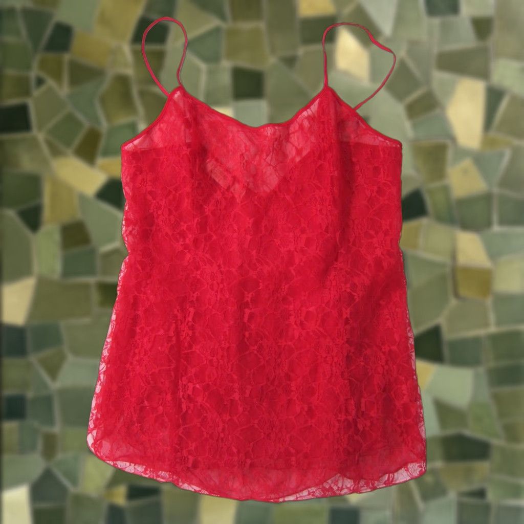 Victoria's Secret VINTAGE Victoria's Secret Red Lace Nightgown Cami Large Lingerie Spaghetti Strap Women Size ONE SIZE - 1 Thumbnail