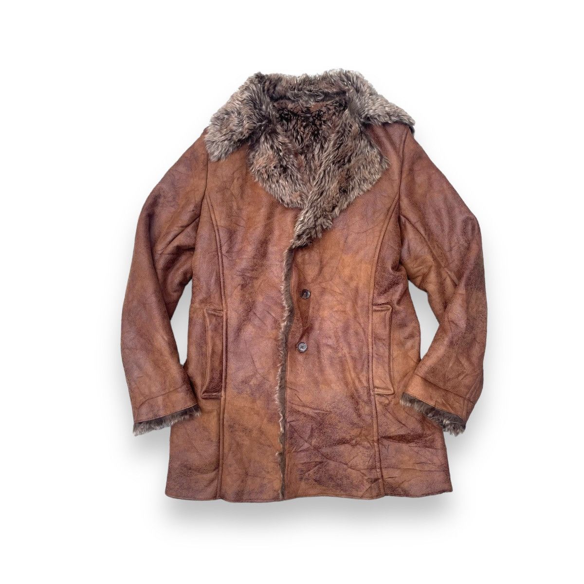 Le Grande Bleu (L.G.B.) 🇯🇵 MALE & CO SUEDE LEATHER LINED FUR SHERPA HEAVY COAT Size US M / EU 48-50 / 2 - 1 Thumbnail