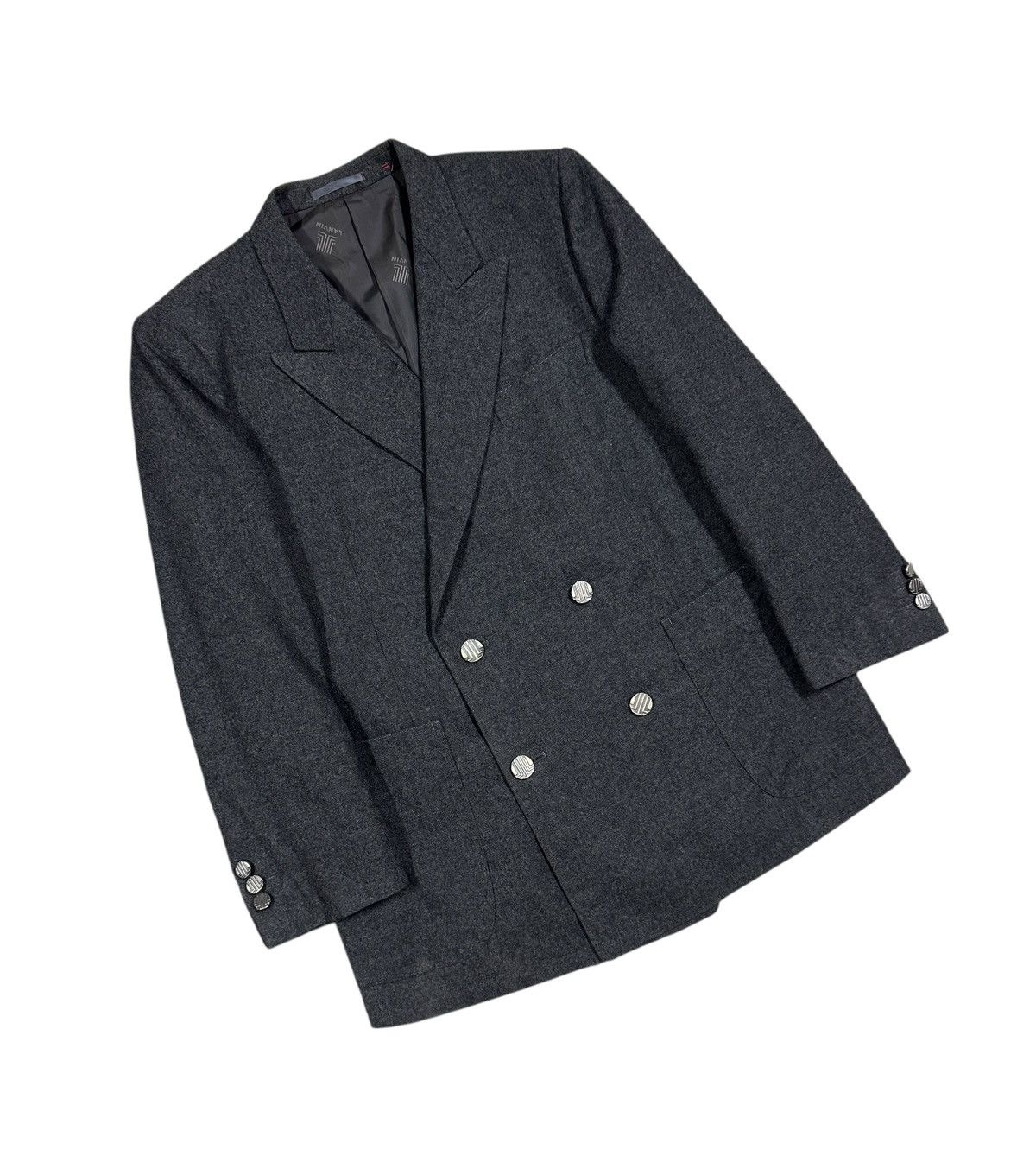 Lanvin Vtg🔥Lanvin Paris Gray Double Breasted Lana Wool Jacket Size 36R - 6 Thumbnail