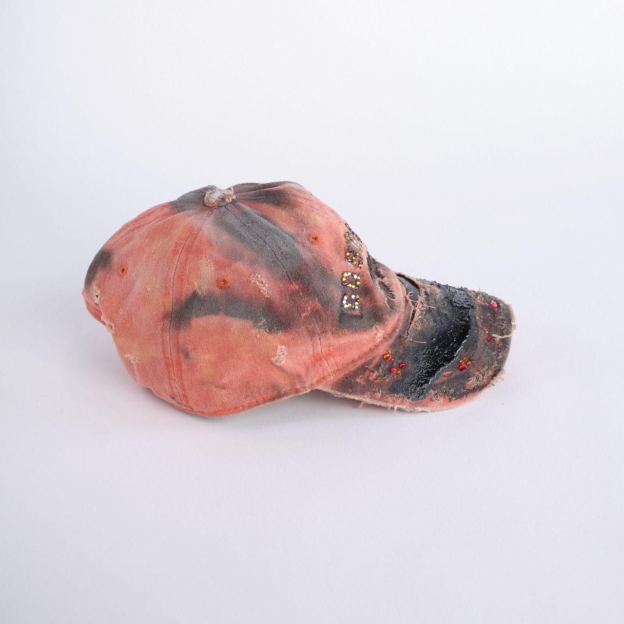 Other ASTROBOI* Costa Rica Trashed Faded Orange Rhinestone Hat Size ONE SIZE - 6 Thumbnail
