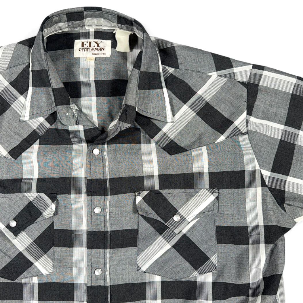 Vintage VINTAGE Ely Cattleman Western Shirt Mens LARGE Gray Plaid Pearl Snap 90s Cowboy Shirt Size US L / EU 52-54 / 3 - 2 Thumbnail