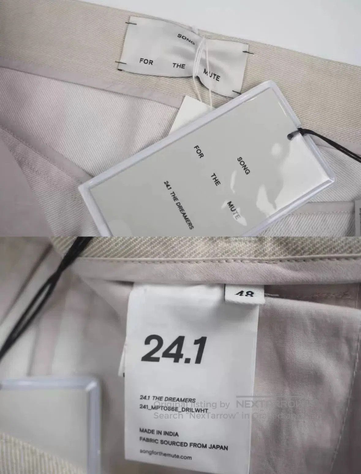 Song For The Mute sftm 24.1 Beige Embroidered Trousers. Size US 32 / EU 48 - 3 Thumbnail