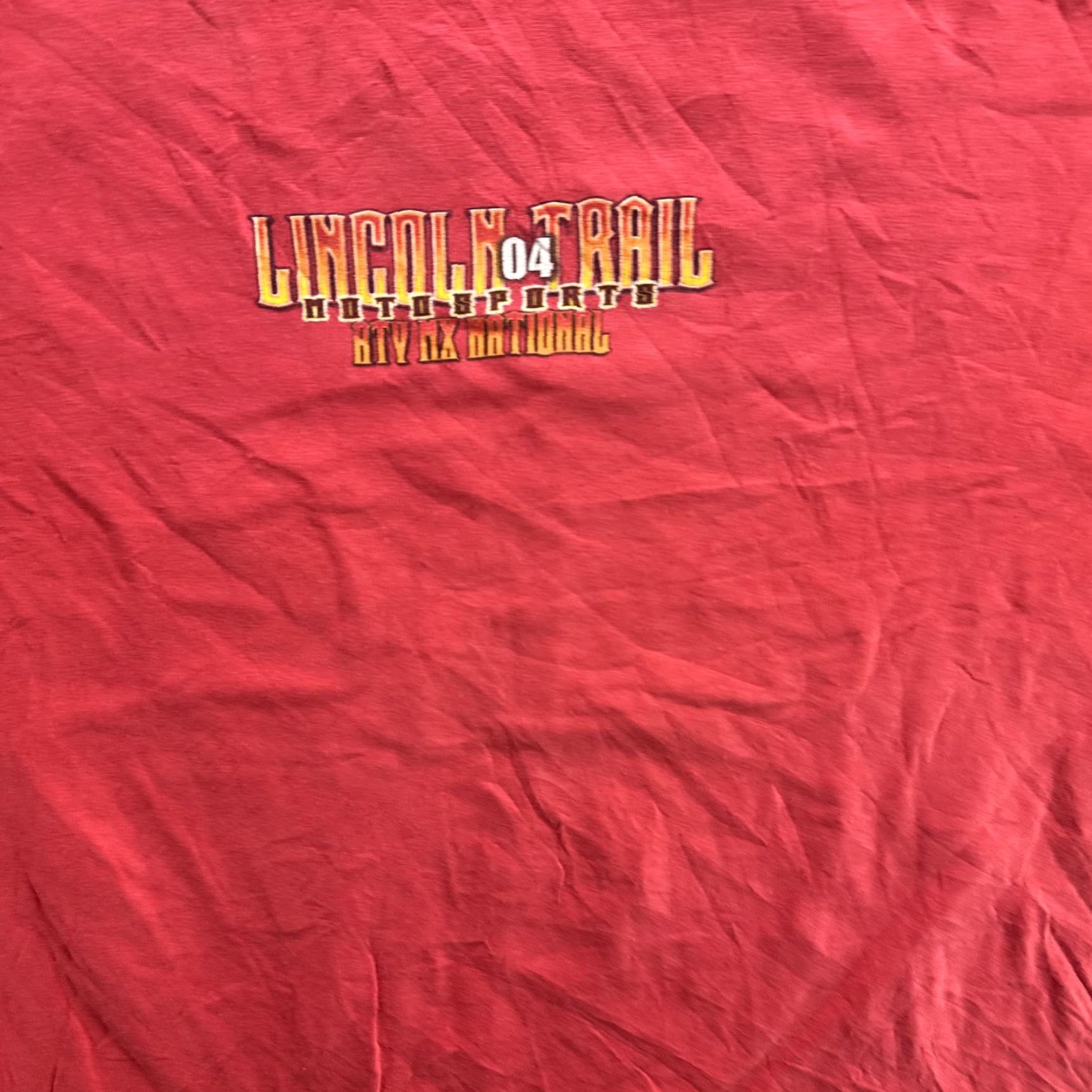 Gildan VINTAGE Gildan Lincoln Trail Motosports Shirt Mens XL Red Graphic ATV MX National 00s Size US XL / EU 56 / 4 - 6 Thumbnail
