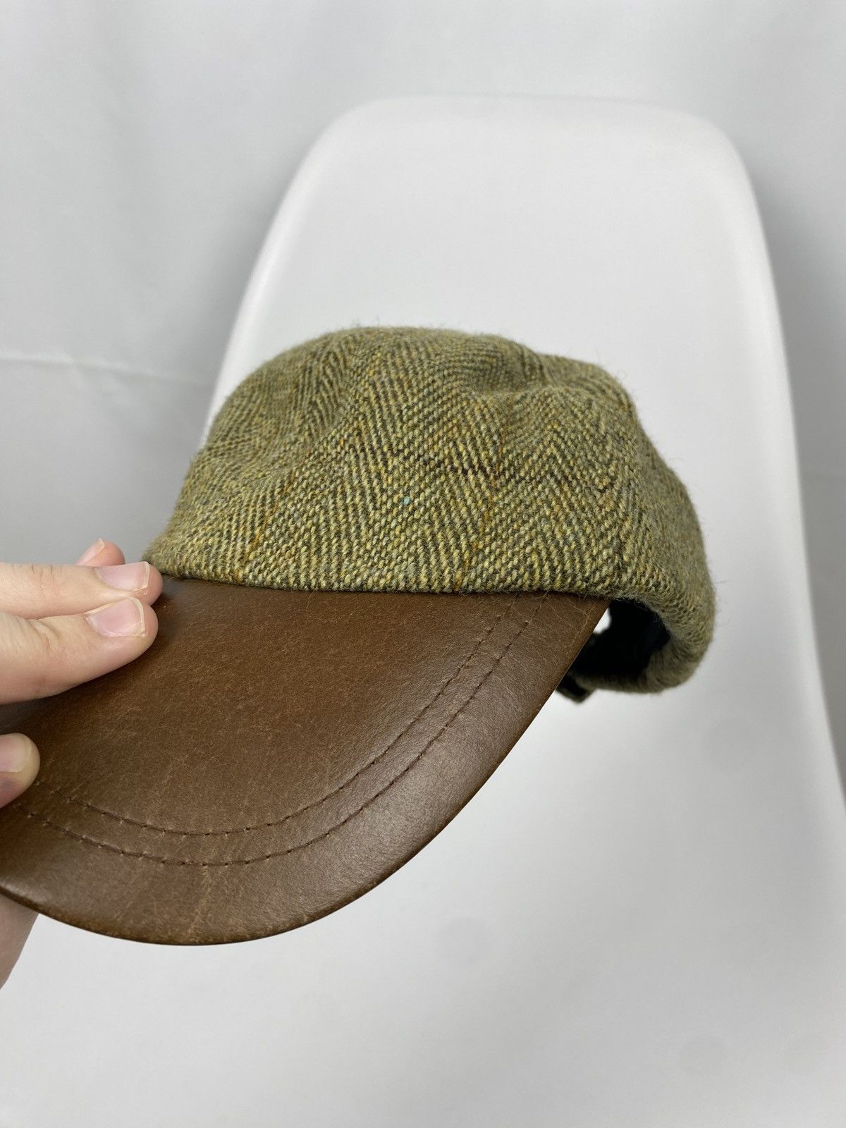 Vintage Tweed Herringbone Wool Baseball Cap Genuine Leather size S Size ONE SIZE - 9 Thumbnail