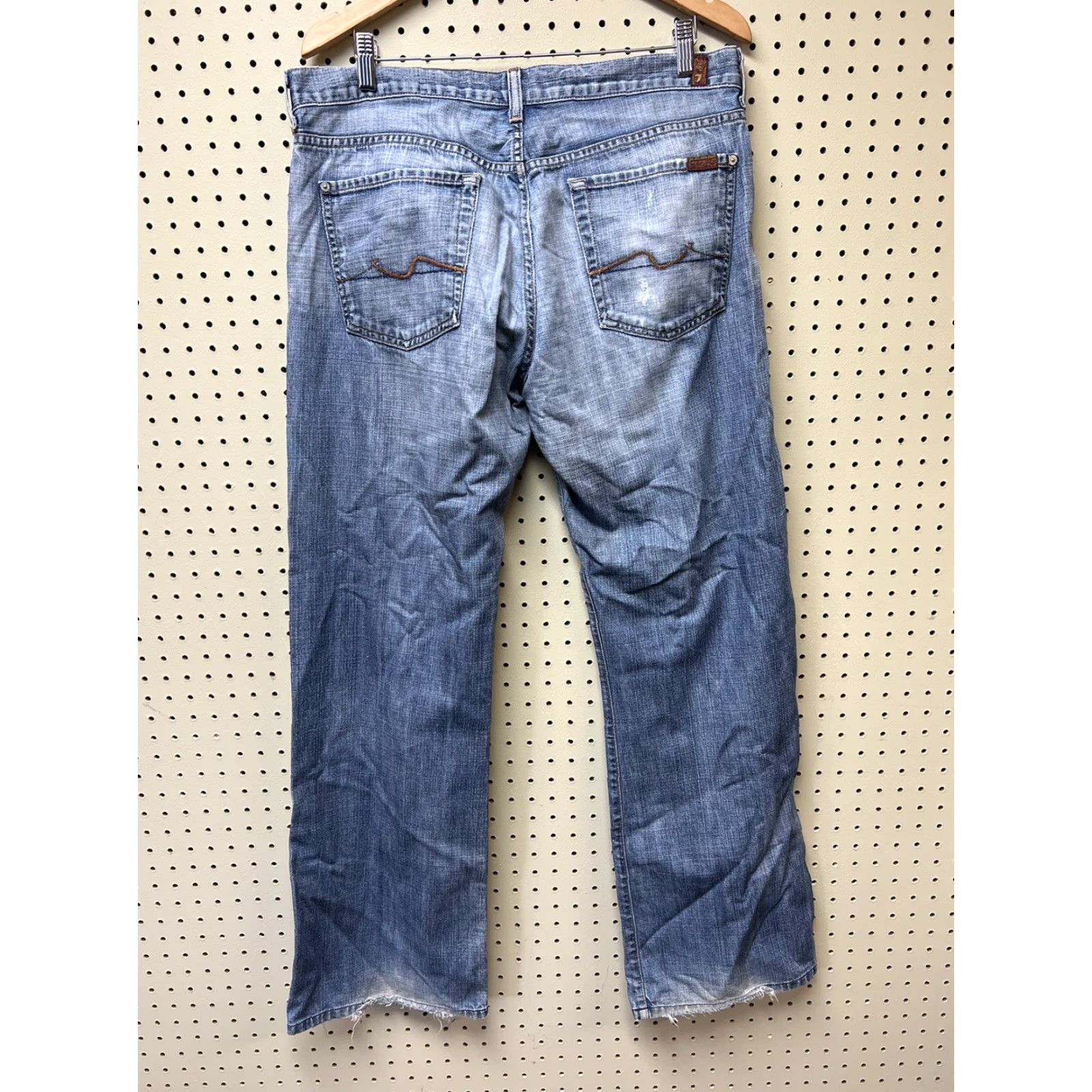 7 For All Mankind VINTAGE 7 For All Mankind Jeans 36x32 Relaxed Straight Blue Distressed Fade 5-Pocket Denim Pocket Jeans Mens Regular Modern 80s 90s Size US 36 / EU 52 - 2 Thumbnail