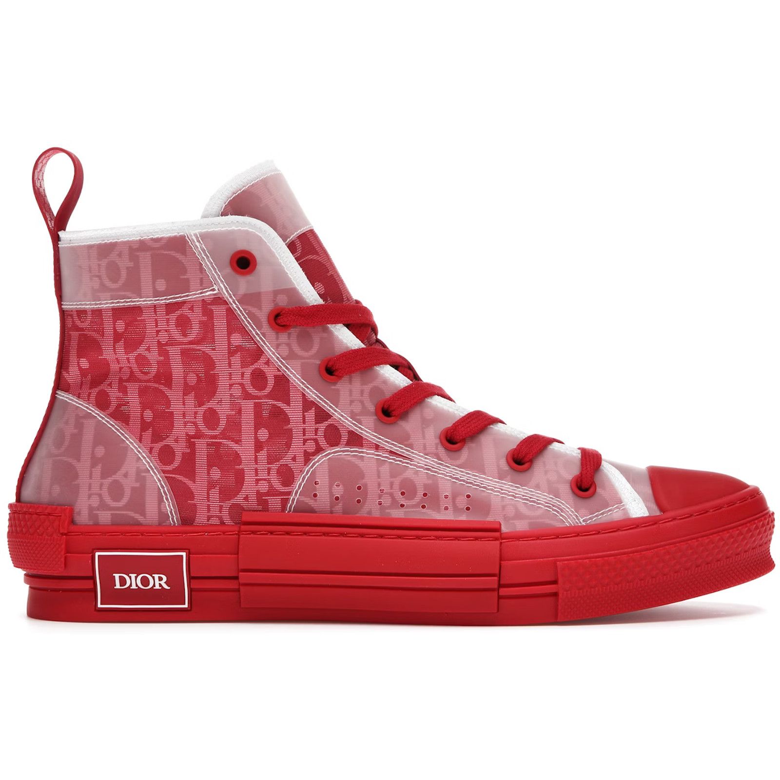 Dior Dior Mens B23 Red Oblique Transparent High Top Sneaker 44 11 Size US 11 / EU 44 - 1 Thumbnail
