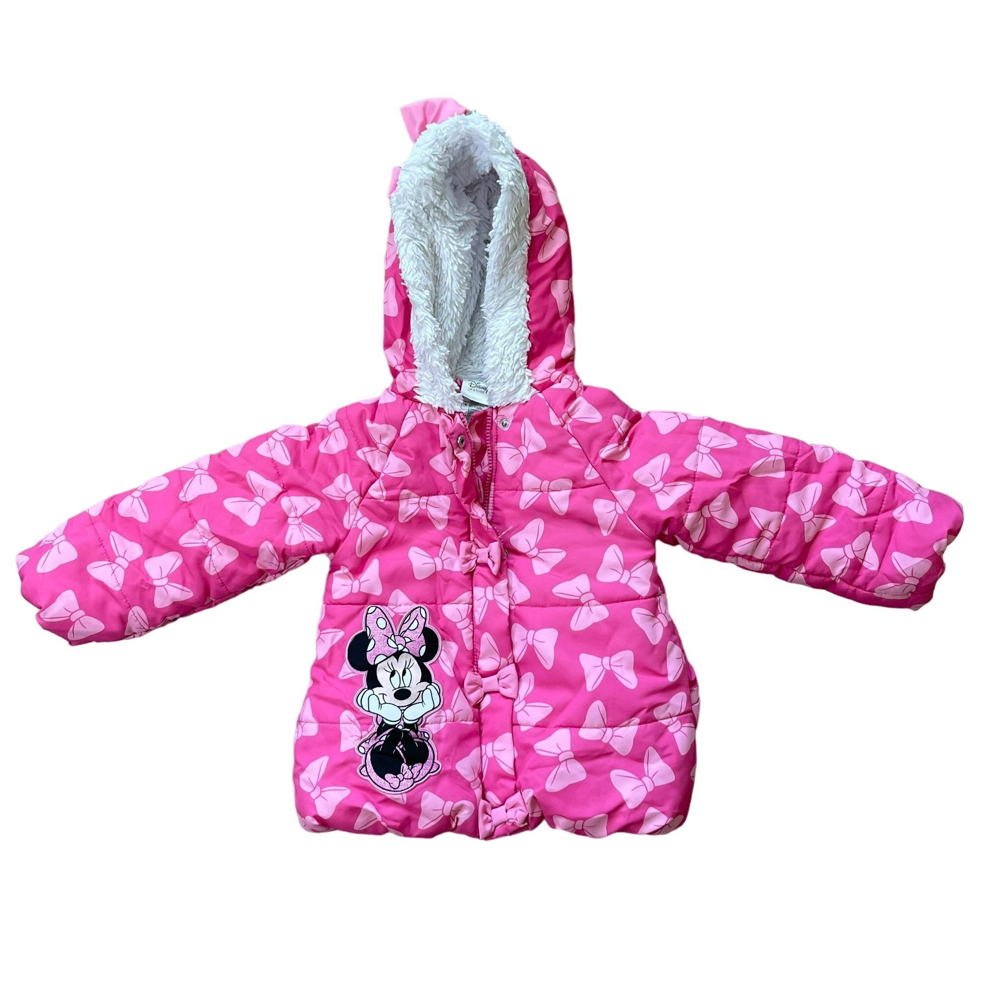 image of Unbrnd Disney Store Minnie Mouse Bow Winter Coat Puffer Jacket Pink, Women's (Size Small)