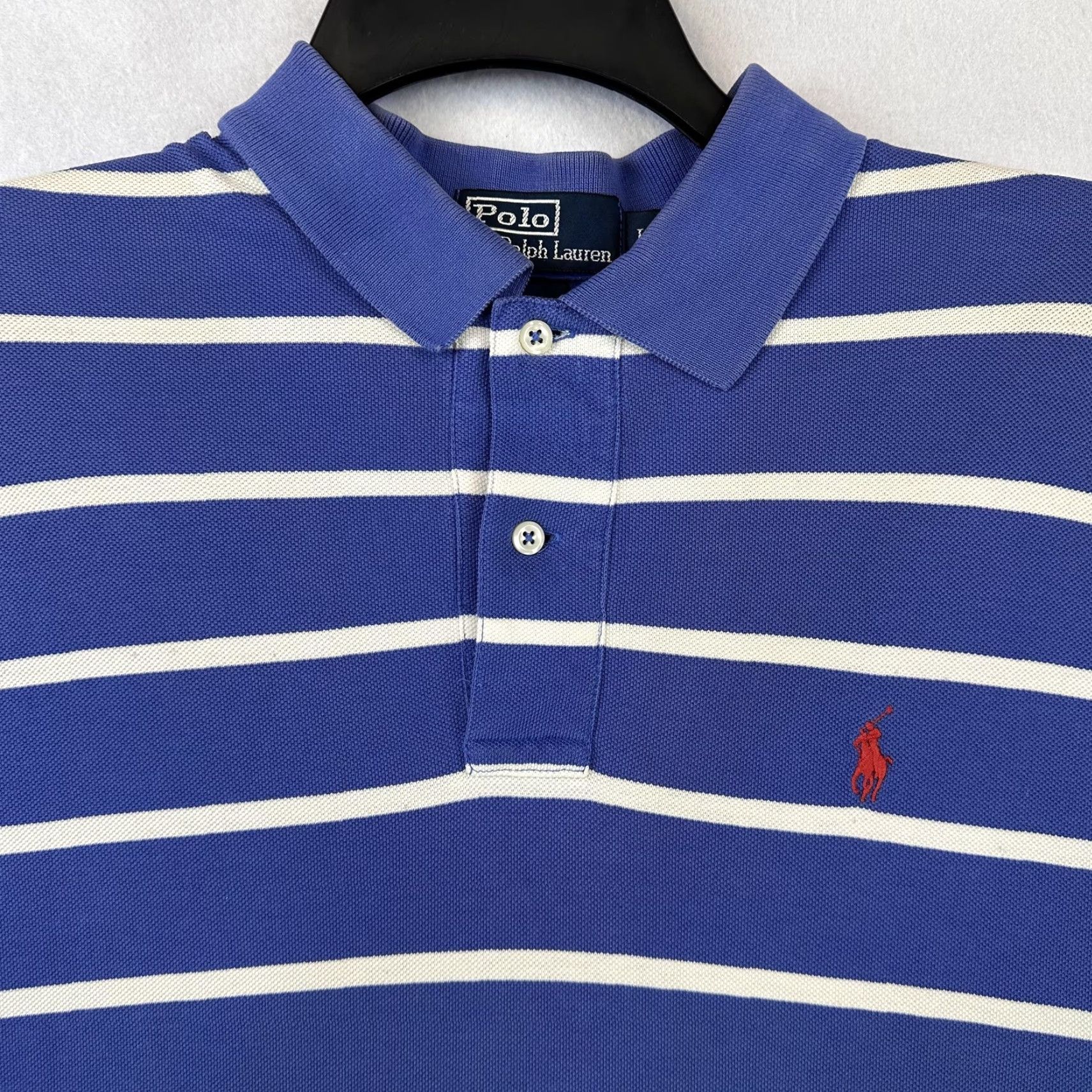 Polo Ralph Lauren VINTAGE Polo Ralph Lauren Polo Shirt Mens Large Blue White Striped Classic Fit Cotton Size US L / EU 52-54 / 3 - 3 Thumbnail