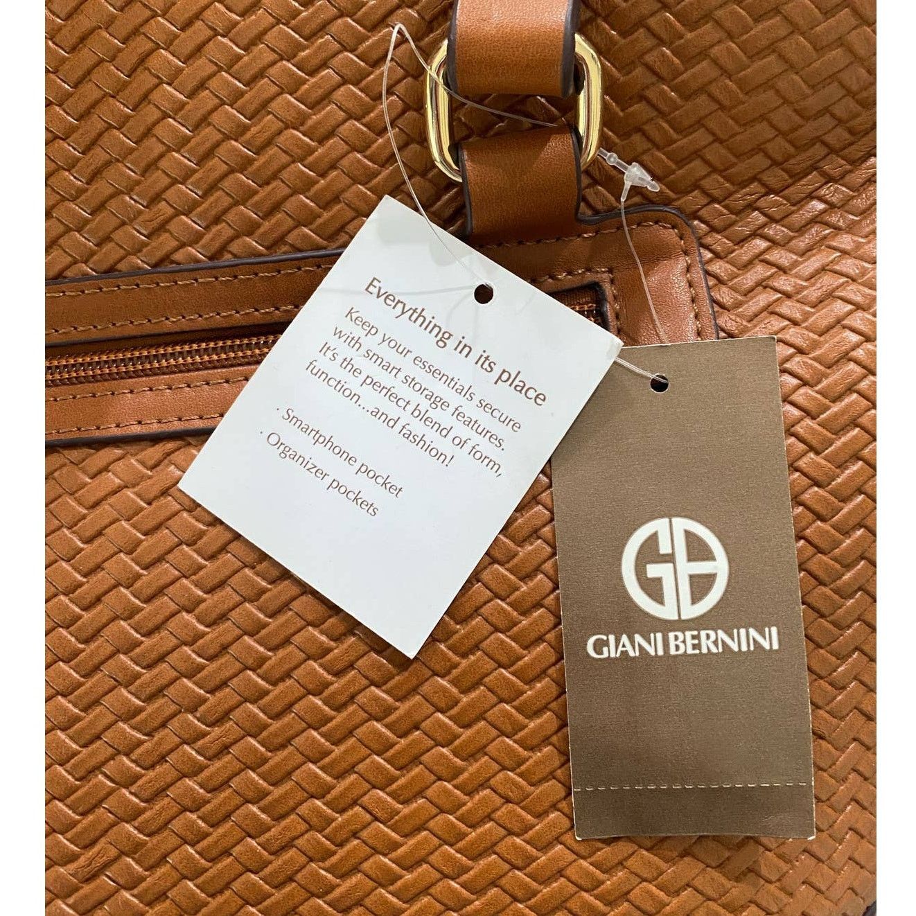 Other NWT GIANI BERNINI Medium Woven Tote Cognac Size ONE SIZE - 7 Thumbnail