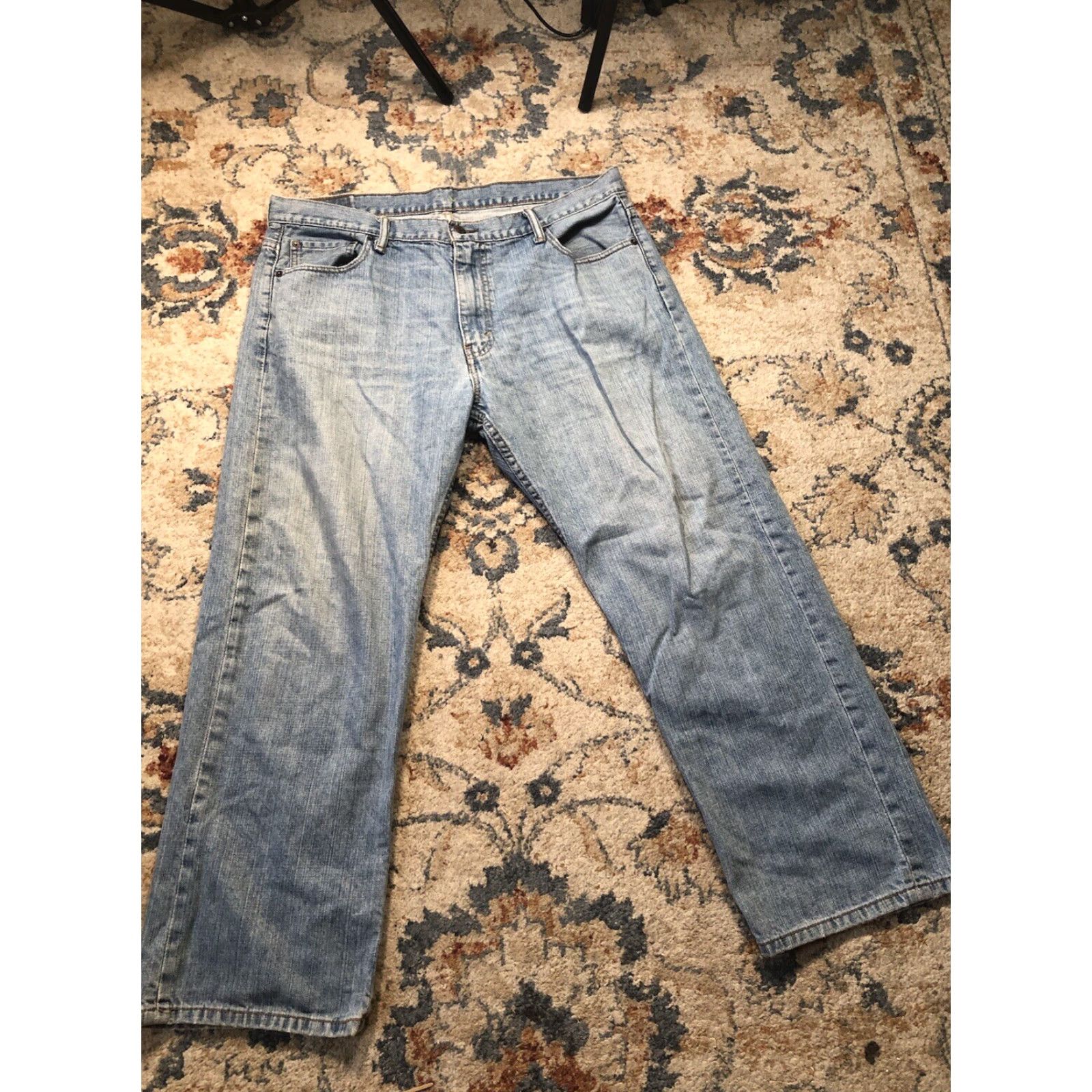 Levi's Levi's 569 Jeans Mens 36x28 Light Wash Denim Relaxed Straight 5-Pocket Logo Zipper Button Blue Size US 36 / EU 52 - 4 Thumbnail