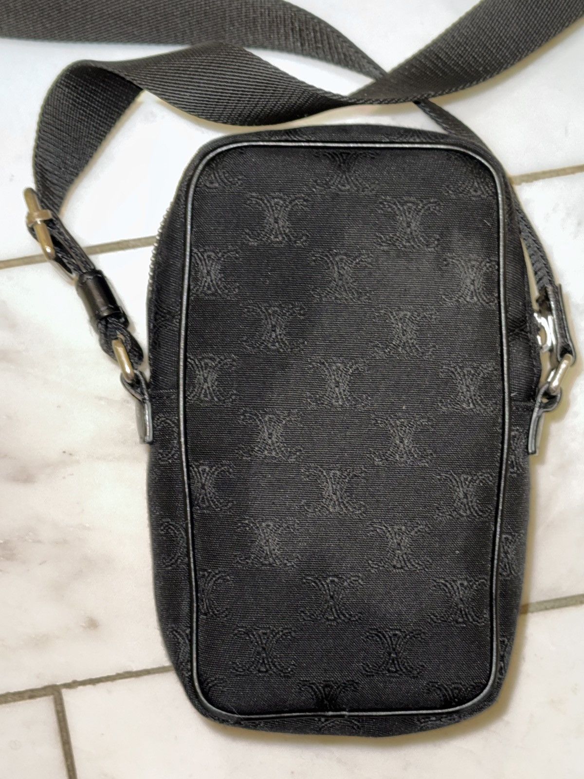 Celine Celine Paris Black Triomphe Monogram Crossbody Messenger Bag Size ONE SIZE - 3 Thumbnail