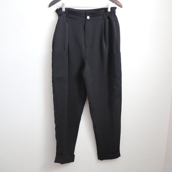 slim fit dress slacks Zara Womens White High Waist Straight Leg Pleated Career Trousers Dress  Pants XL main image 1
