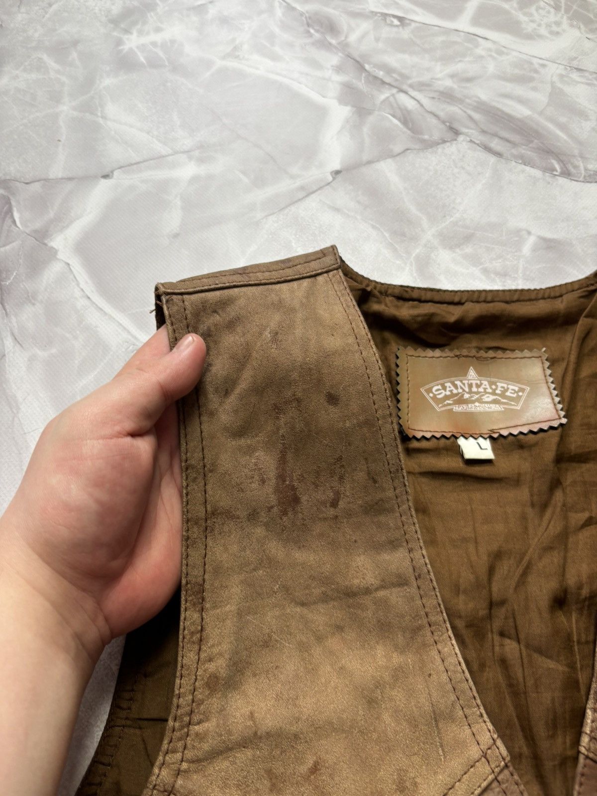 Cowboy Equipment Santa Fe Leather Vest Western Cowboy Distressed Patina L Size L / US 10 / IT 46 - 6 Thumbnail