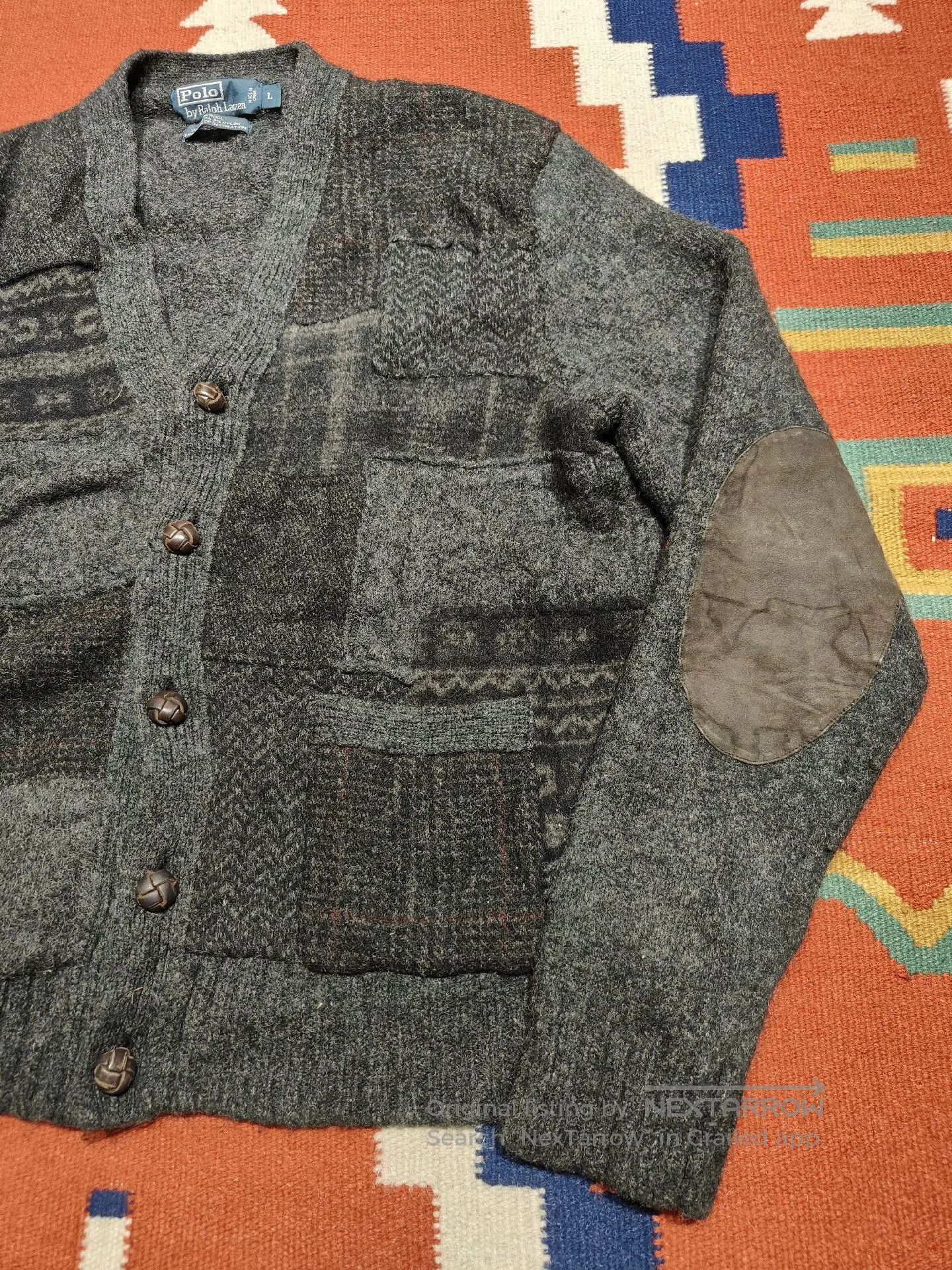RRL Ralph Lauren RRL Patchwork Wool Cardigan. Size US L / EU 52-54 / 3 - 9 Thumbnail
