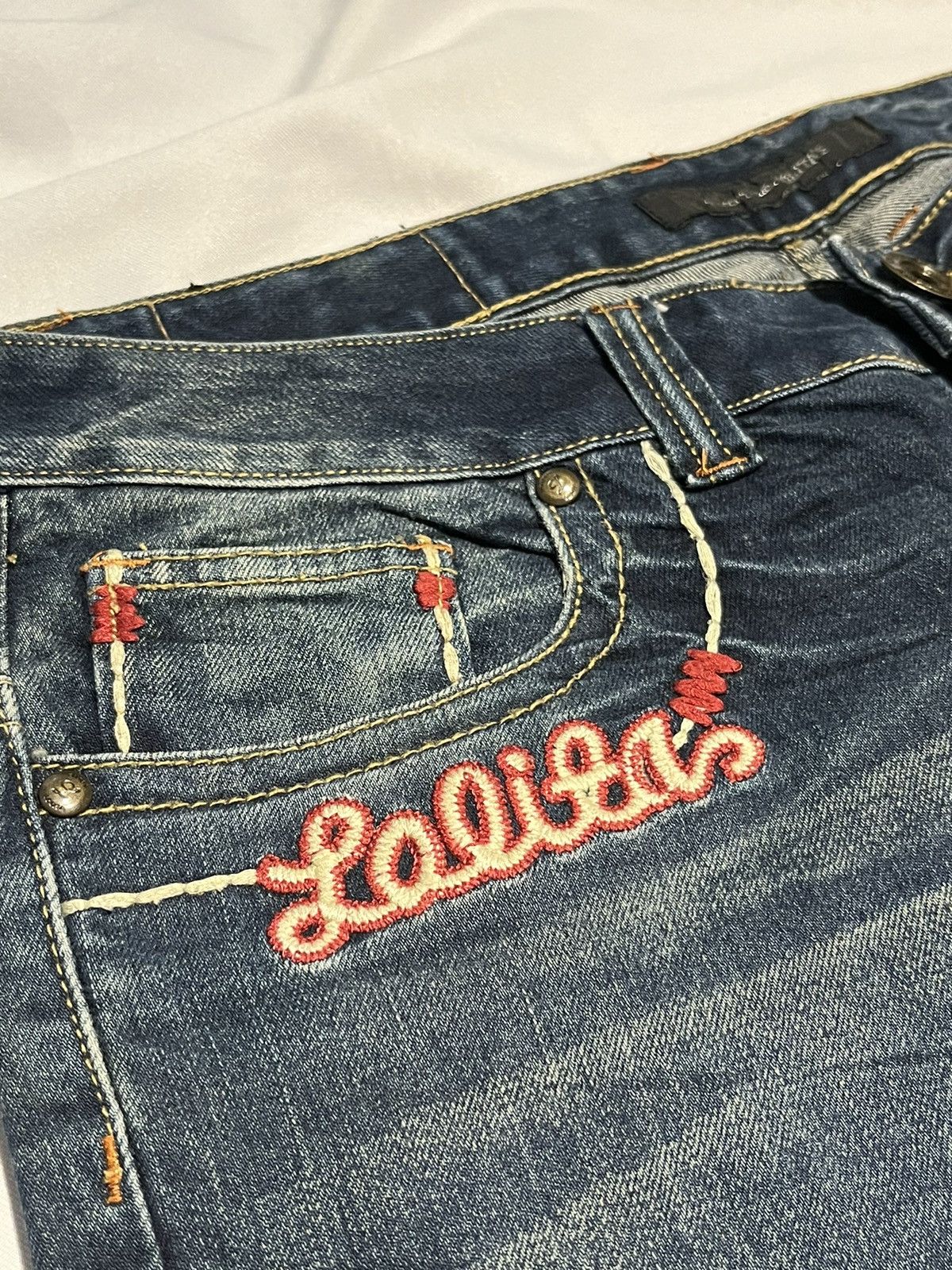 Jean LOLITA JEANS JAPAN WIDE LEG MUDWASH BAGGY DENIM EMBROIDERED Size 29" - 5 Thumbnail