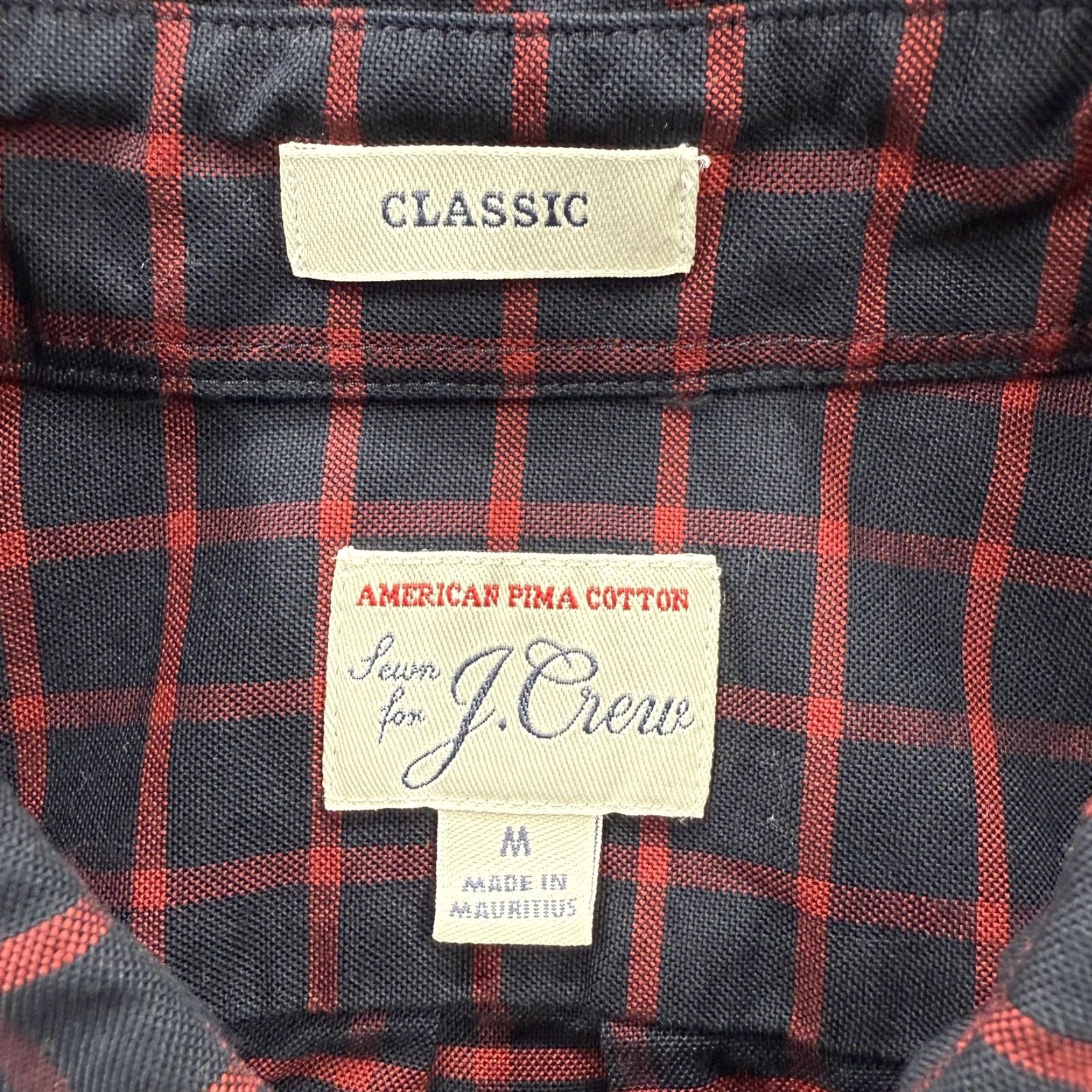 J.Crew VINTAGE J.CREW Shirt Mens Medium Navy Red Check Classic Fit American Pima Cotton Size US M / EU 48-50 / 2 - 3 Thumbnail