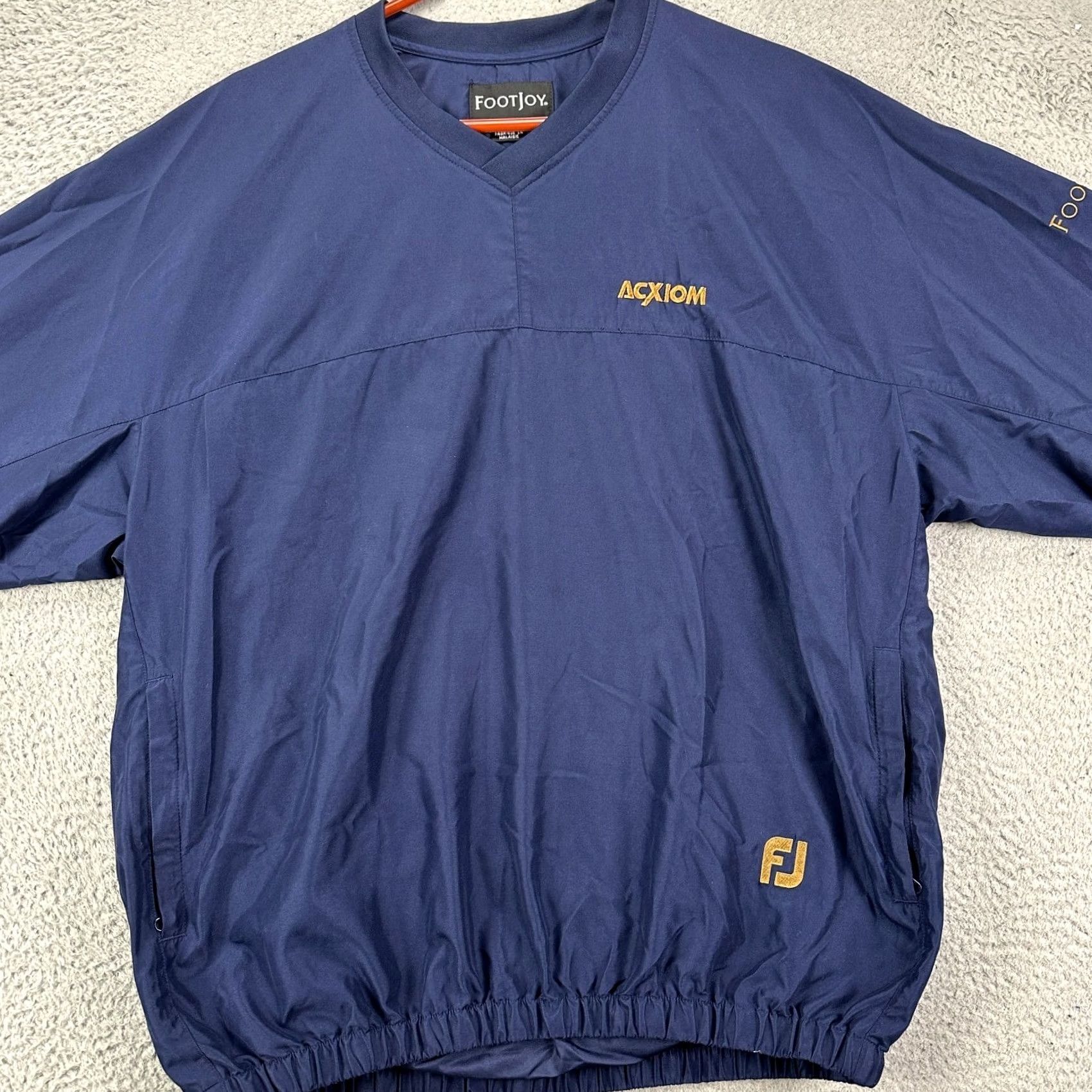 Footjoy FootJoy Mens Pullover Jacket Blue V-Neck Long Sleeve Pocket Zip 100% Polyester Outdoor Golf Size US L / EU 52-54 / 3 - 2 Thumbnail
