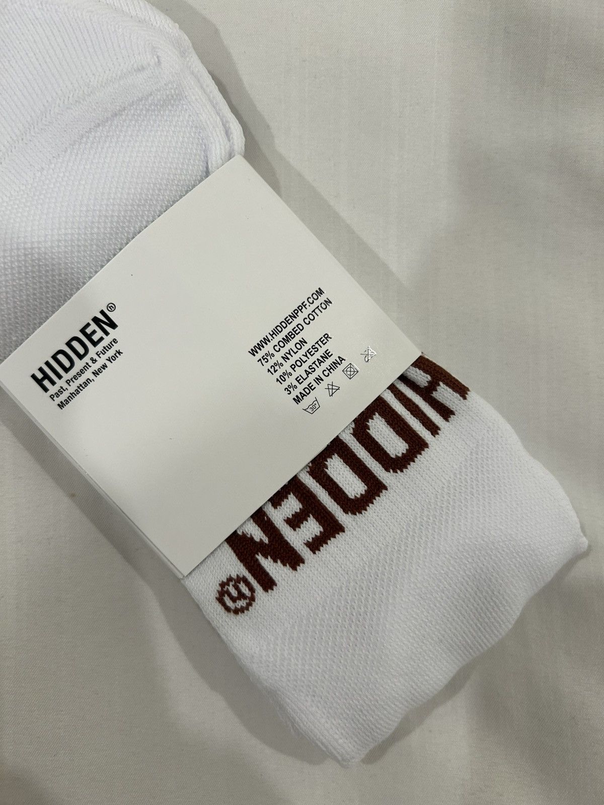 HIDDEN Hidden NY Socks White Brown Size ONE SIZE - 3 Thumbnail