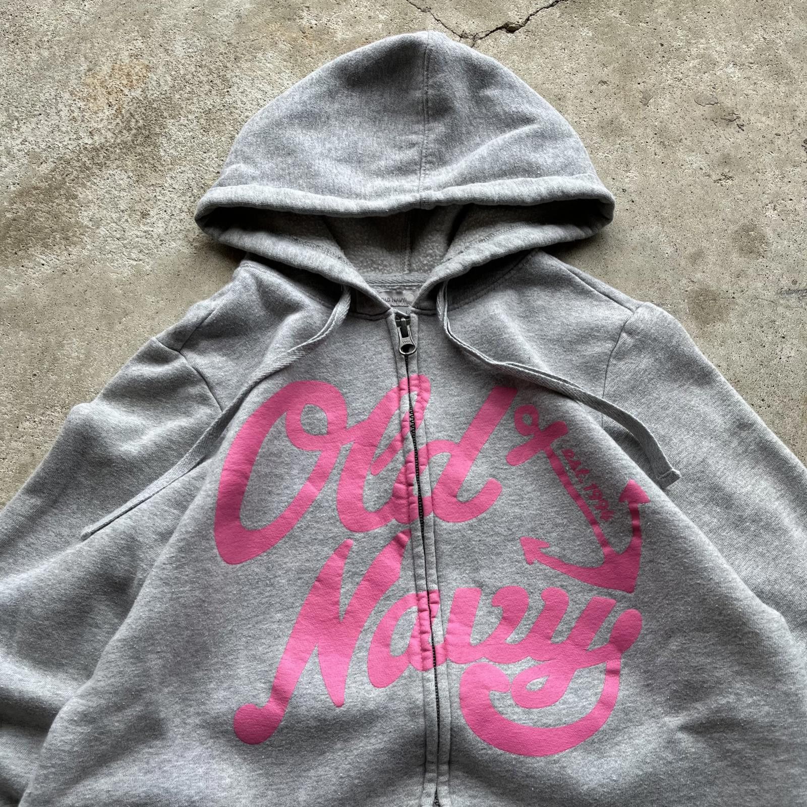 Old Navy × Vintage Vintage Y2K Gray Pink Old Navy Full Zip Grunge Hoodie Size M / US 6-8 / IT 42-44 - 2 Thumbnail