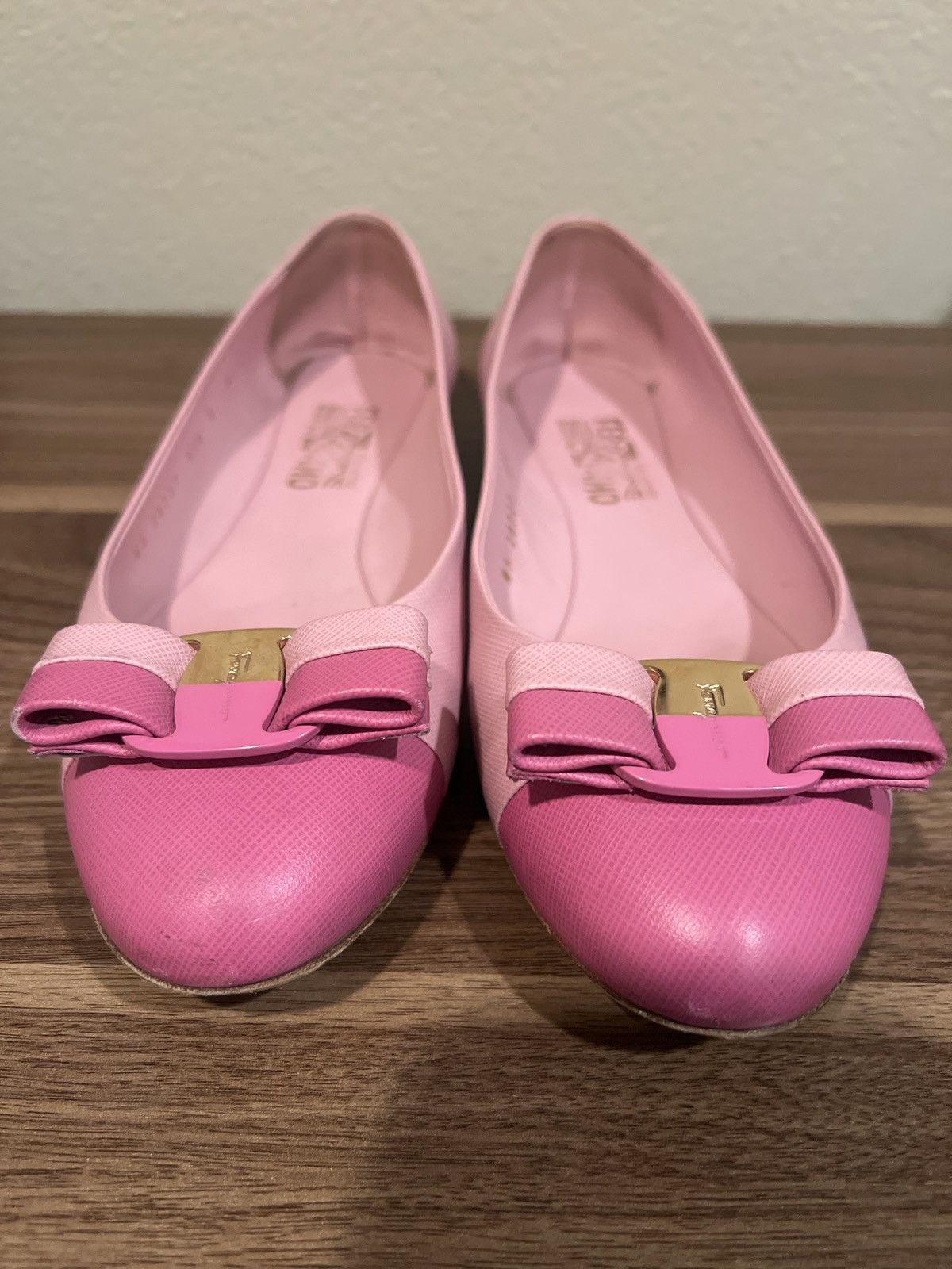Salvatore Ferragamo Pink bow color block flats Size US 8 / IT 38 - 4 Thumbnail