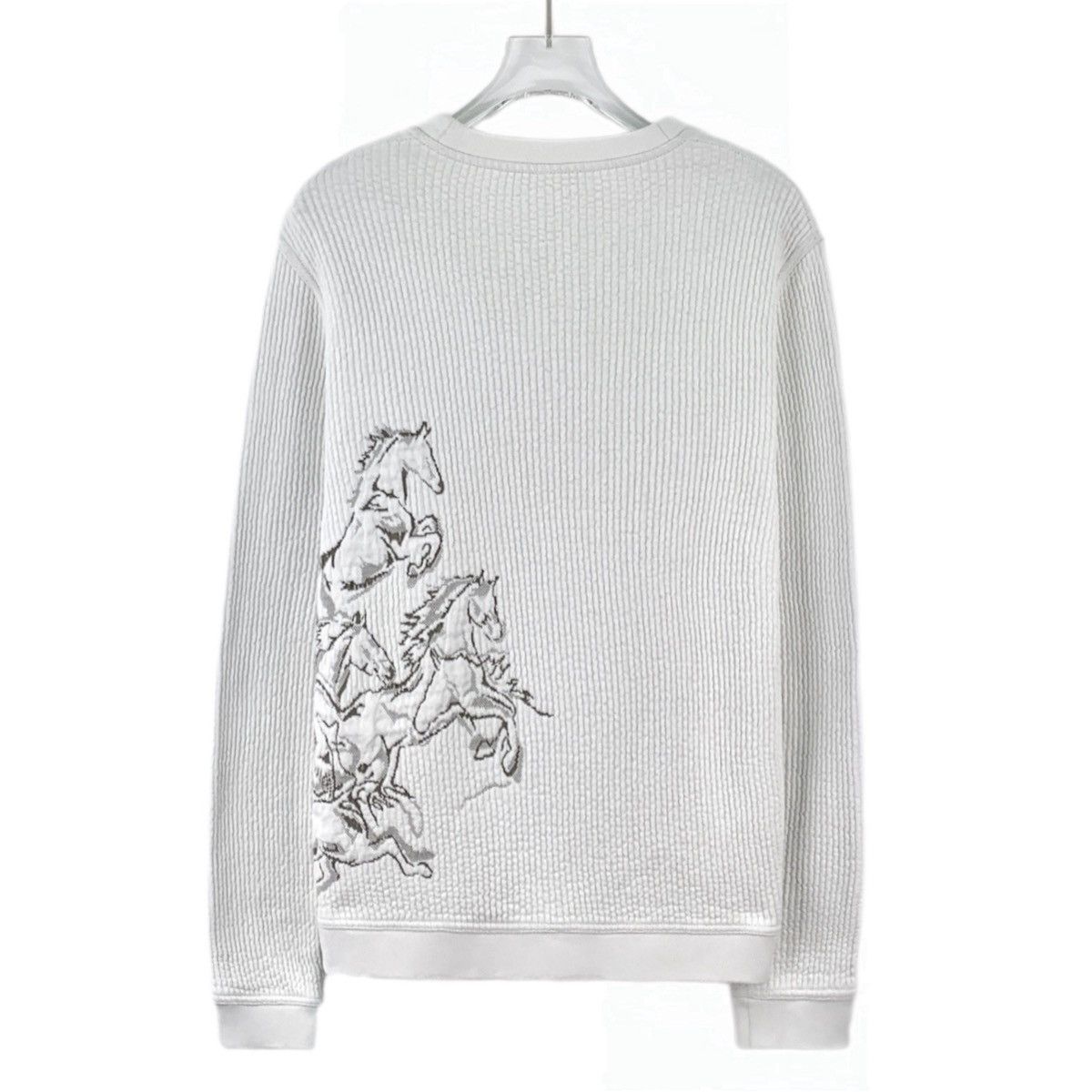 Hermes Hermes White Steed Totem Jacquard Crew Neck Sweatshirt K26WX Size M / US 6-8 / IT 42-44 - 2 Thumbnail