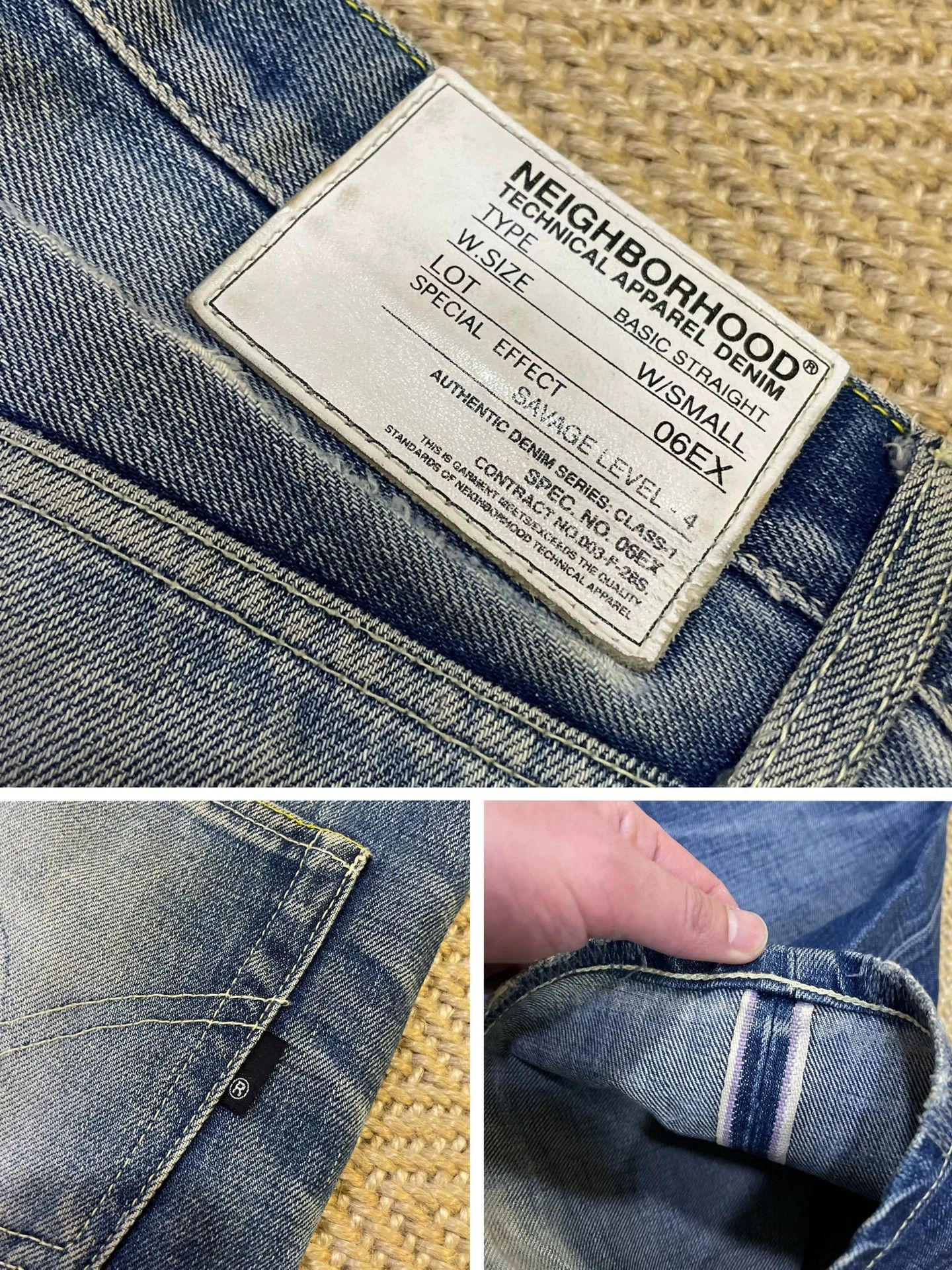 Neighborhood NEIGHBORHOOD 06 KNEEL Distressed Patched Cut Oiled Denim S Size US 29 - 8 Thumbnail