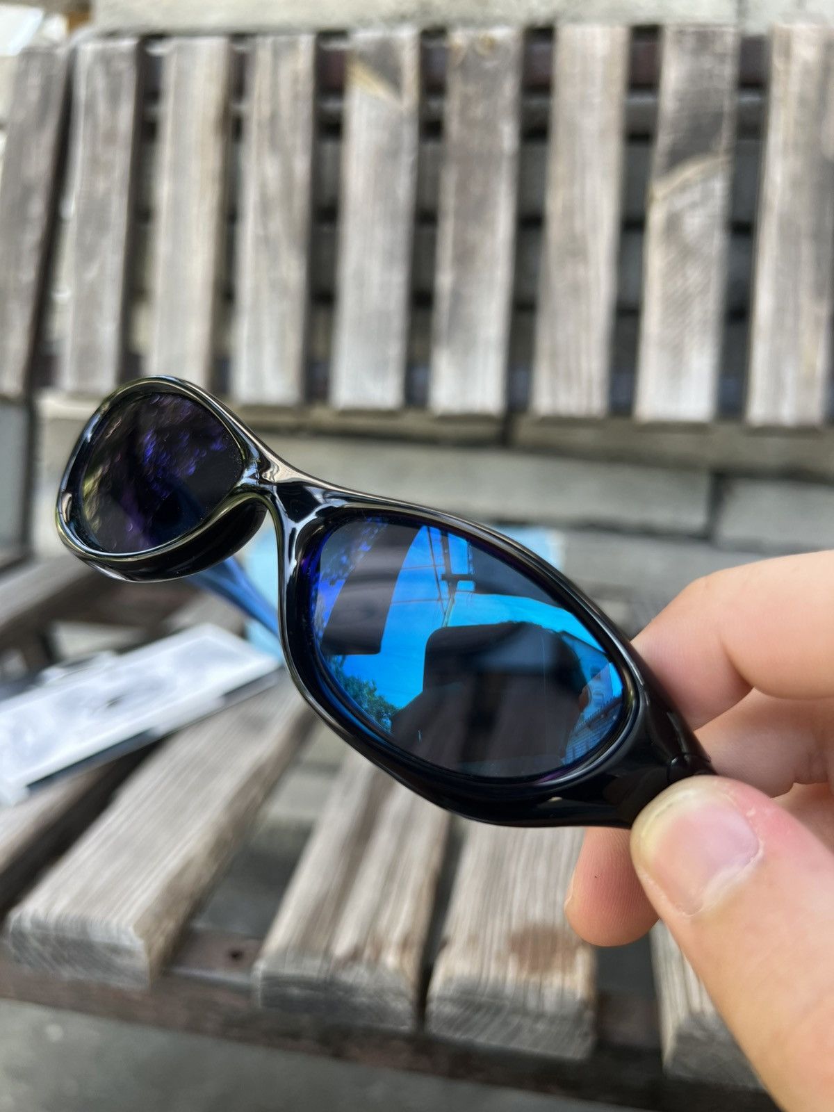 Oakley Oakley Pocket Polished Black w/ OO Blue software sunglasses Size ONE SIZE - 8 Thumbnail