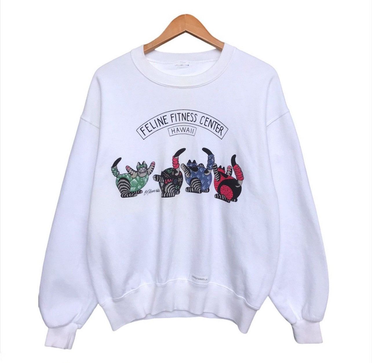 Vintage Vintage Crazy Shirt Bkliban Hawaii Feline Sweatshirt Baggy Size US S / EU 44-46 / 1 - 1 Thumbnail