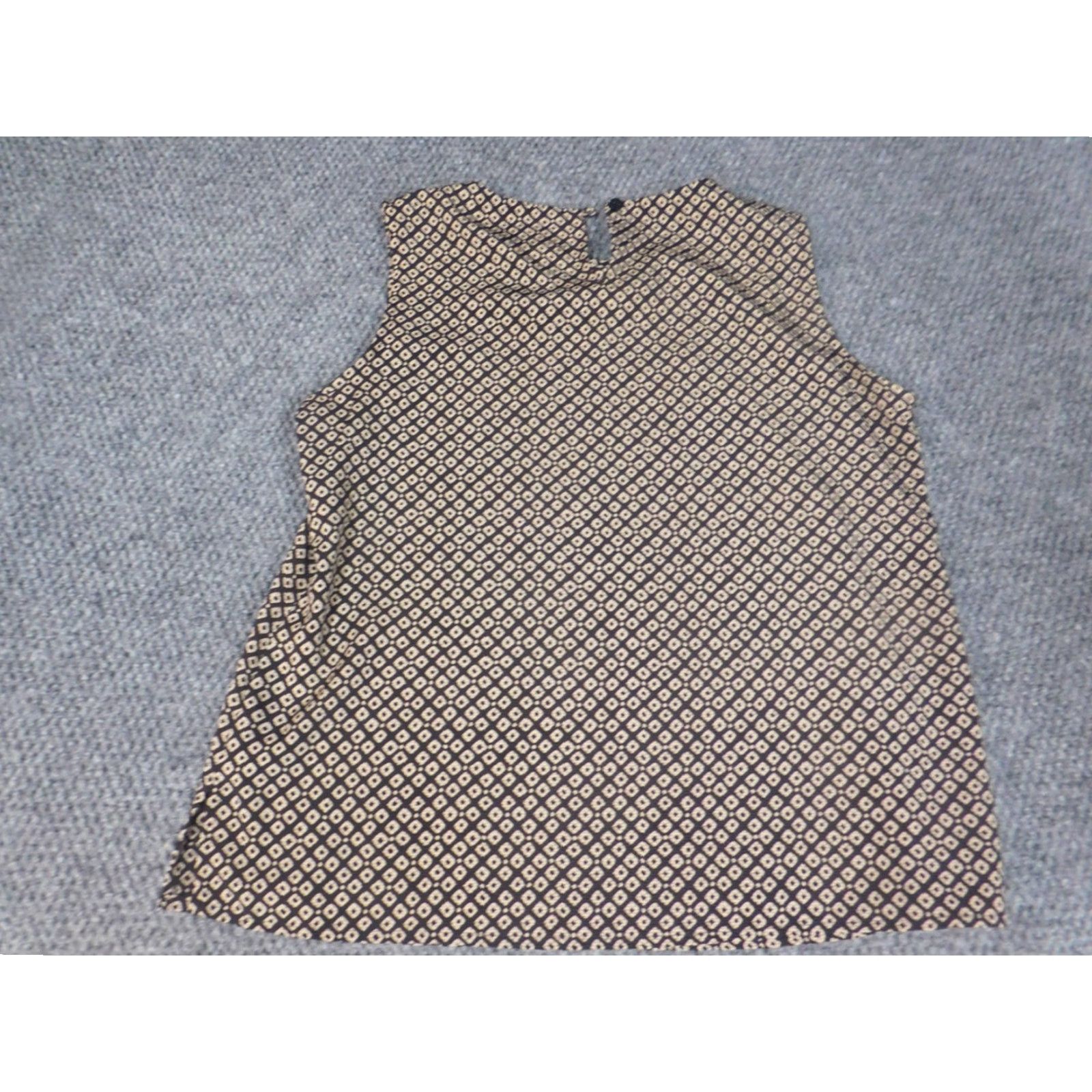 Vintage Notations Womens Blouse S Brown Casual Sleeveless Collared Pullover Button Rayon Polyester Lightweight Classic Striped Size S / US 4 / IT 40 - 7 Thumbnail