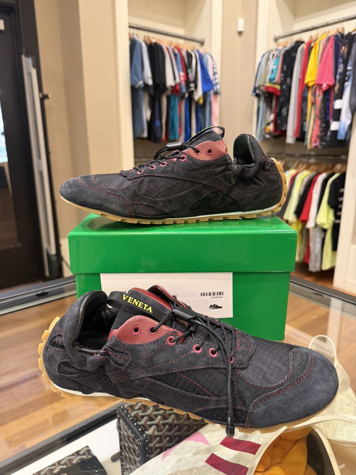 Bottega Veneta Bottega Orbit Flash Sneakers - Black/Dark Apple Size US 7 / EU 40 - 2 Thumbnail