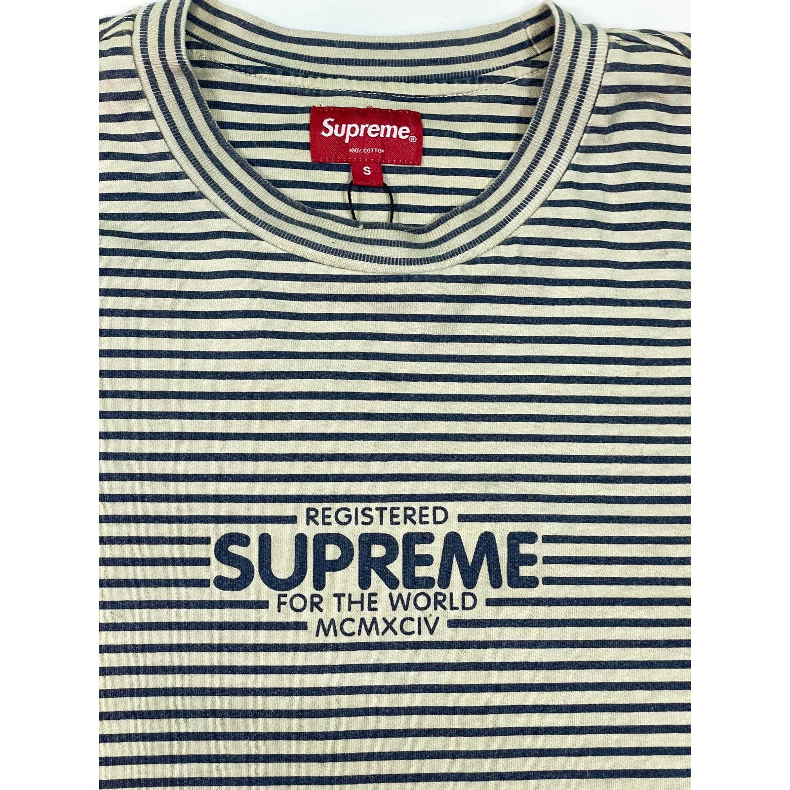 Supreme Supreme Navy & Cream Striped LS Tee Size US S / EU 44-46 / 1 - 5 Thumbnail