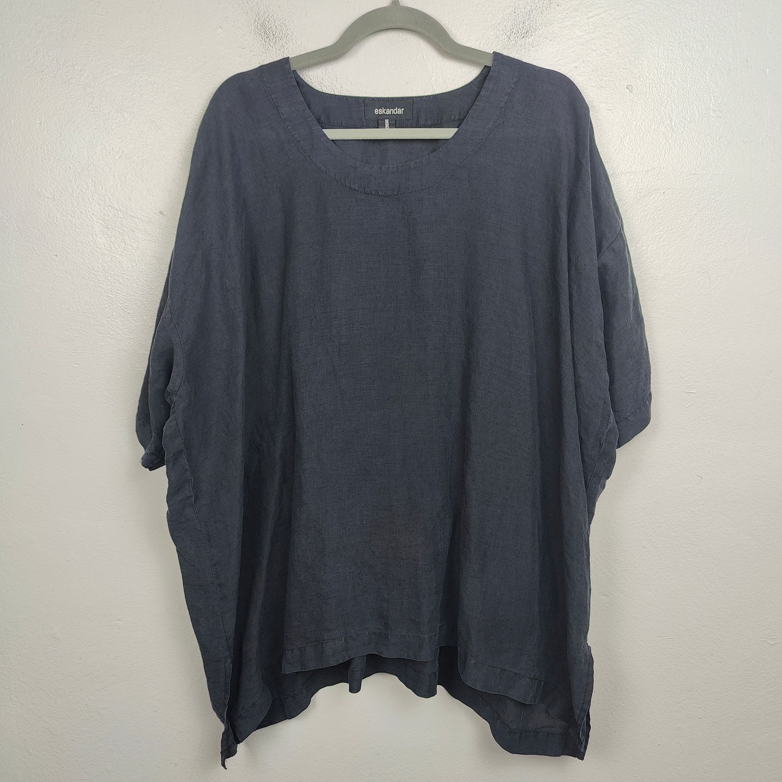 eskandar Eskandar Linen Tunic Top Womens One Size Black Oversized Size ONE SIZE - 1 Thumbnail