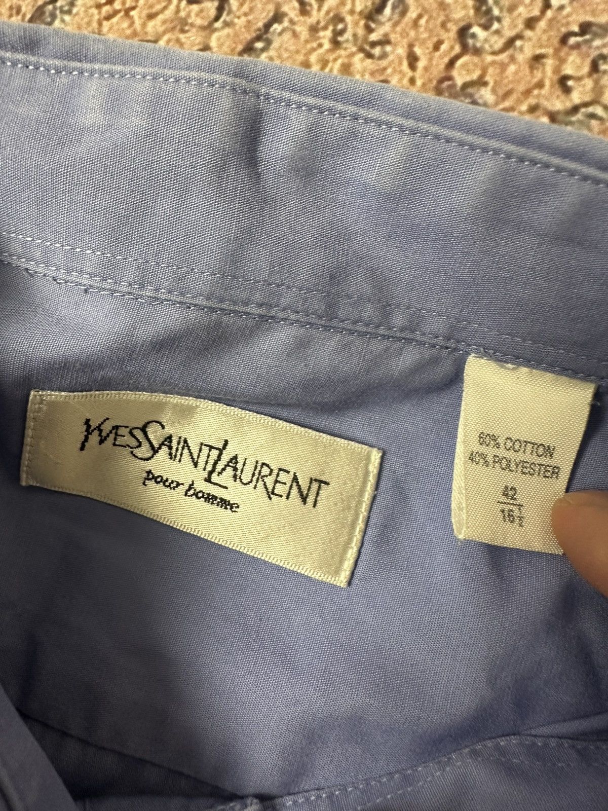 Yves Saint Laurent Yves Saint Laurent YSL Blue Shirt Size US XL / EU 56 / 4 - 3 Thumbnail
