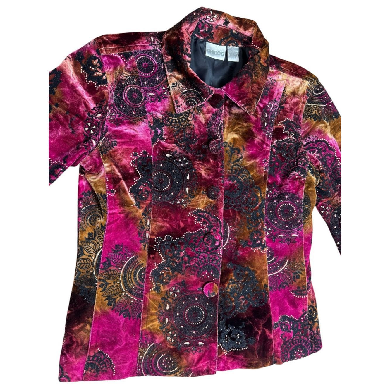 Chicos Chico's Purple Pink Burnout Jacket Size 0 US S Size S / US 4 / IT 40 - 4 Thumbnail