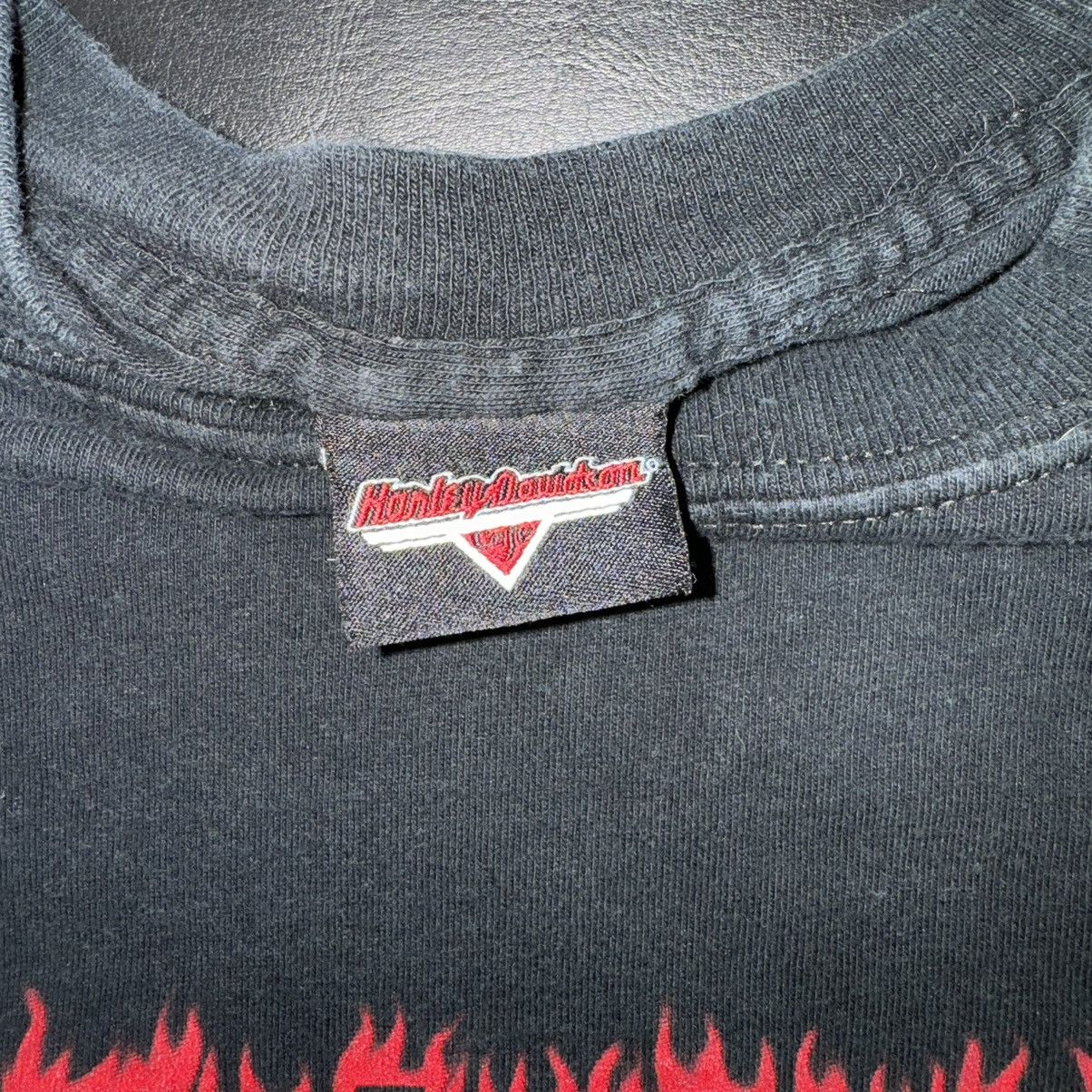Harley Davidson Crazy Vintage 90s Harley Davidson Flame Faded Black LS Tee Size US XL / EU 56 / 4 - 5 Thumbnail