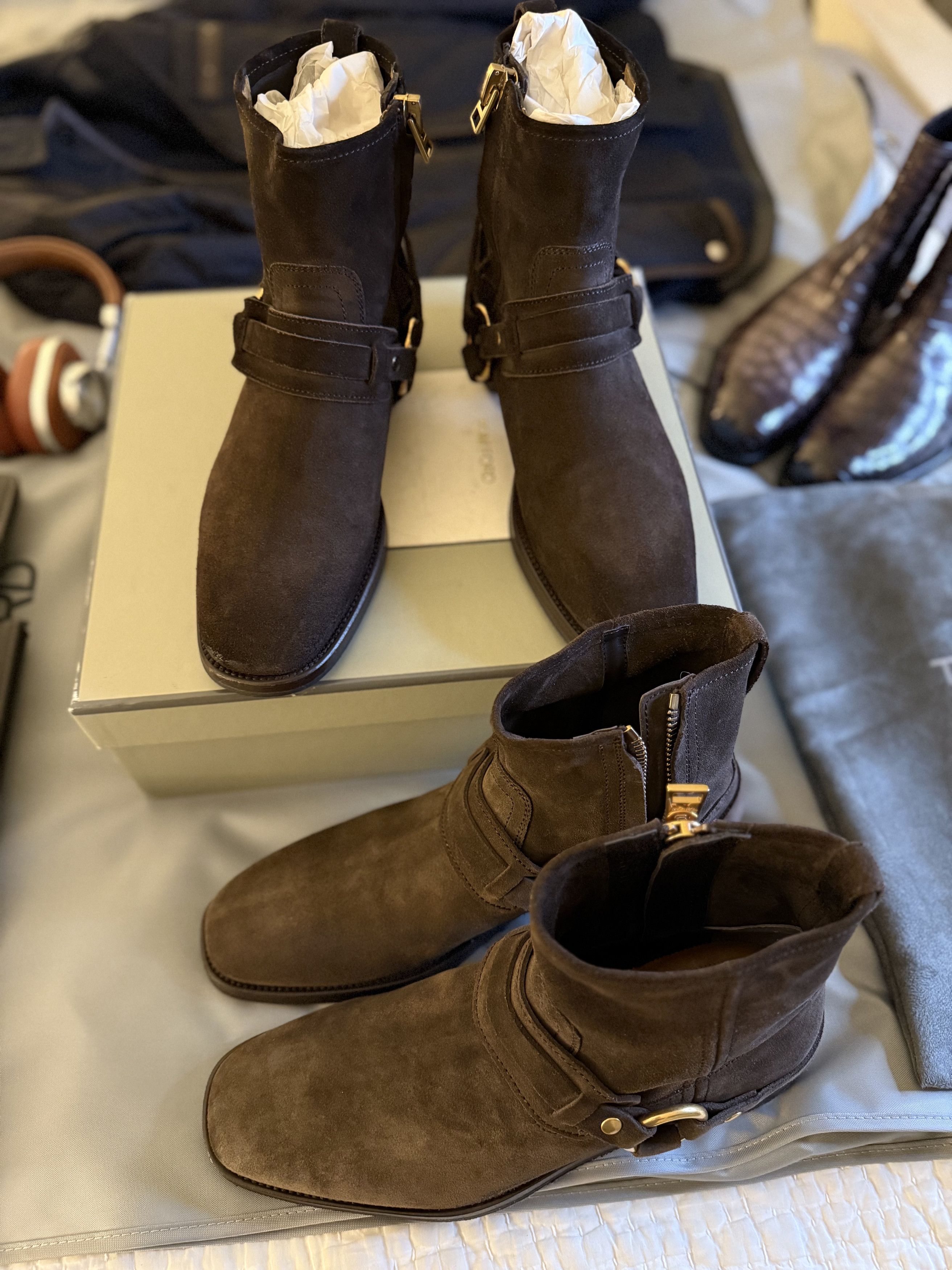 Tom Ford Best Dressed RARE $2,150 w/Tax TOM FORD Suede Harness Boots Size US 10.5 / EU 43-44 - 16 Thumbnail