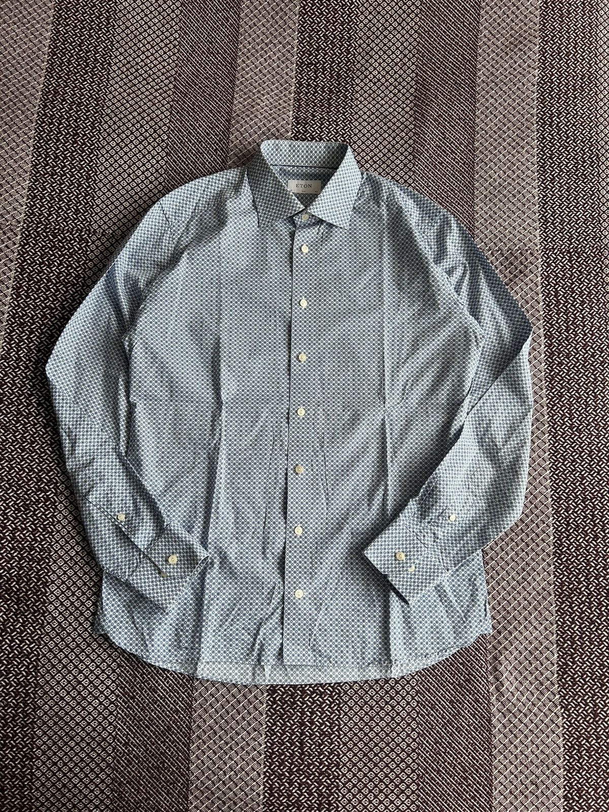 Eton Eton Floral Pattern Formal Shirt Solid Style Luxury Size L Size US L / EU 52-54 / 3 - 1 Thumbnail