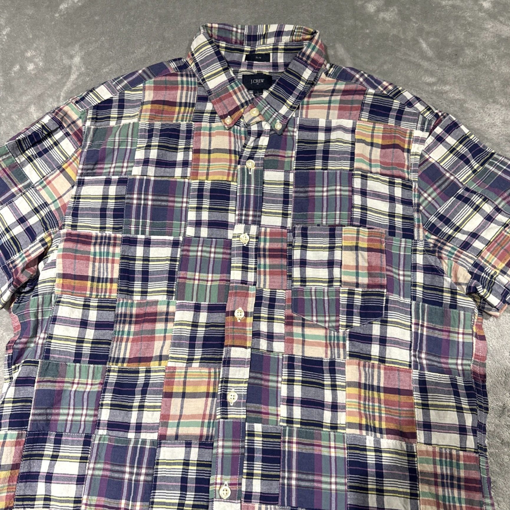 J.Crew J Crew Shirt Men Large Slim Fit Madras Plaid Patchwork Short Sleeve Button Down Multicolor Size US L / EU 52-54 / 3 - 2 Thumbnail