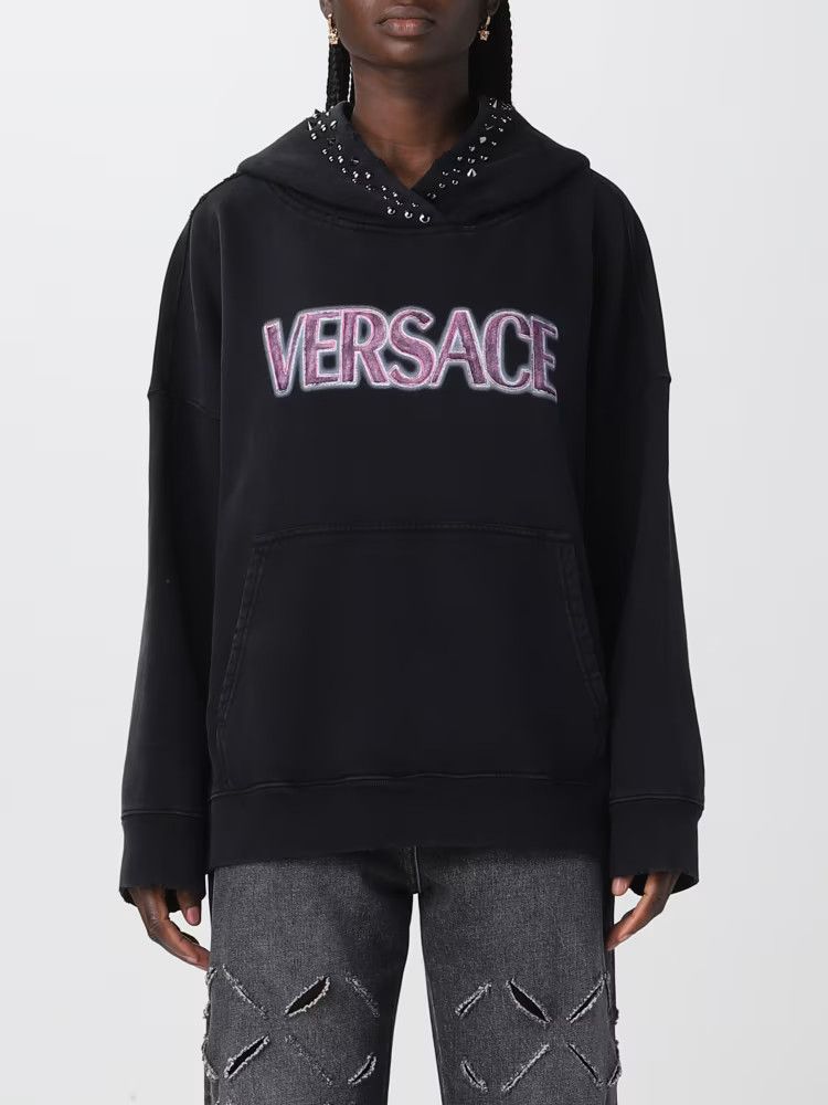 Versace o1y0226 Logo Hoodie in Black Size S / US 4 / IT 40 - 1 Thumbnail