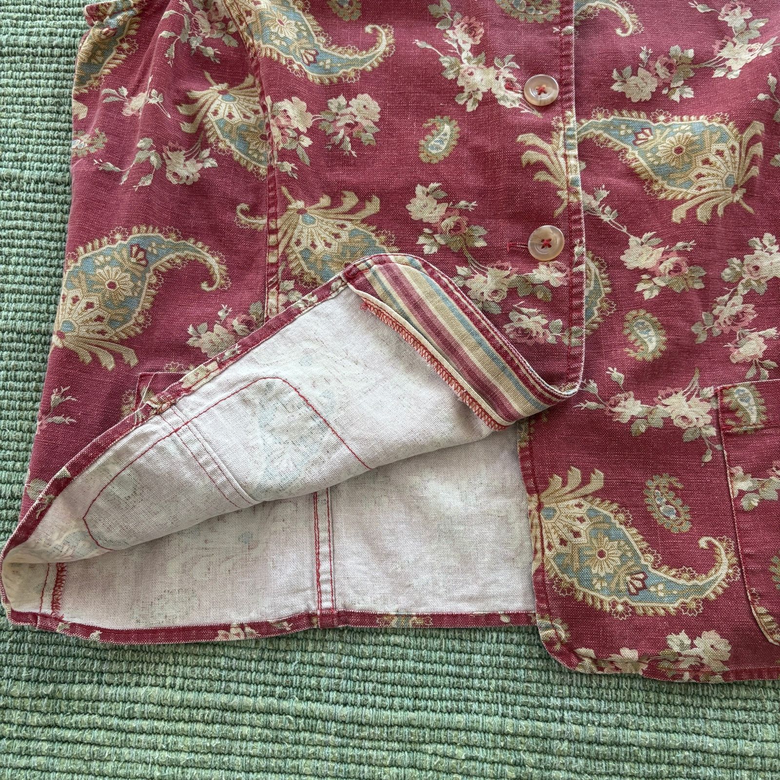 Coldwater Creek × Vintage Vintage Y2K Coldwater Creek Red Paisley Floral Cotton Vest Size XL / US 12-14 / IT 48-50 - 6 Thumbnail