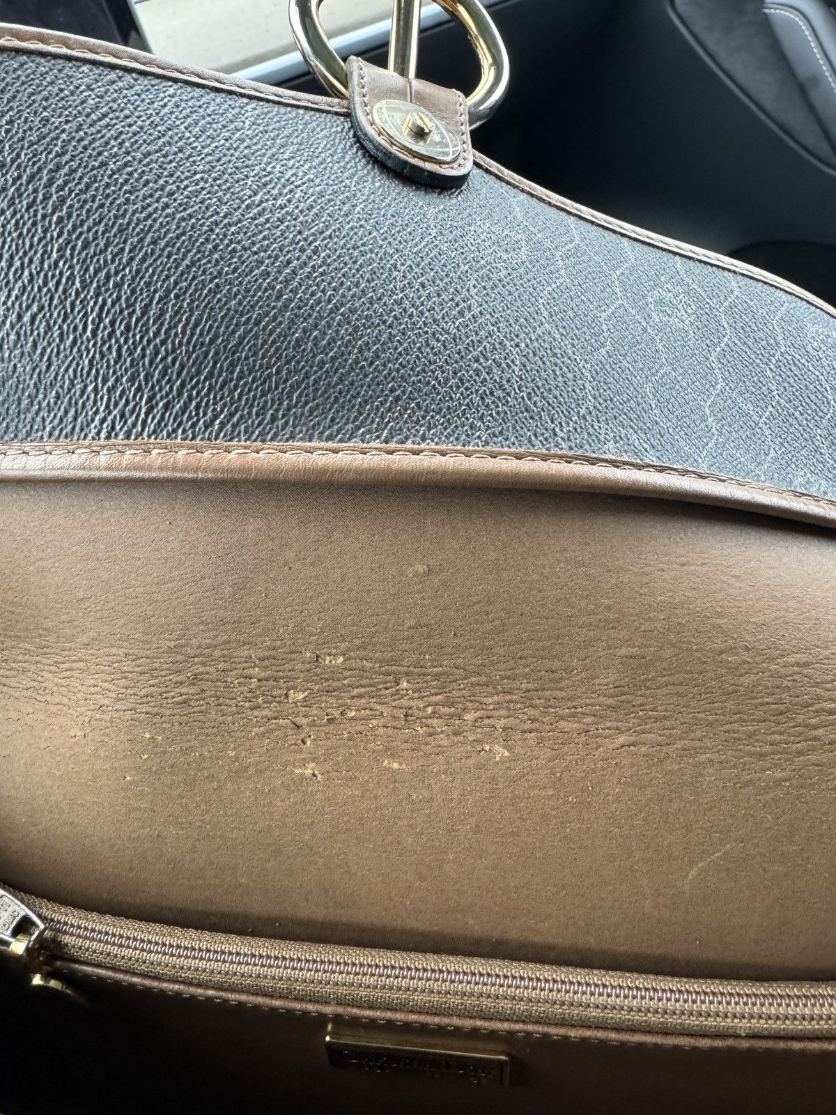 Dior Christian Dior Honeycomb Leather Shoulder Bag Brown Purse Size ONE SIZE - 6 Thumbnail