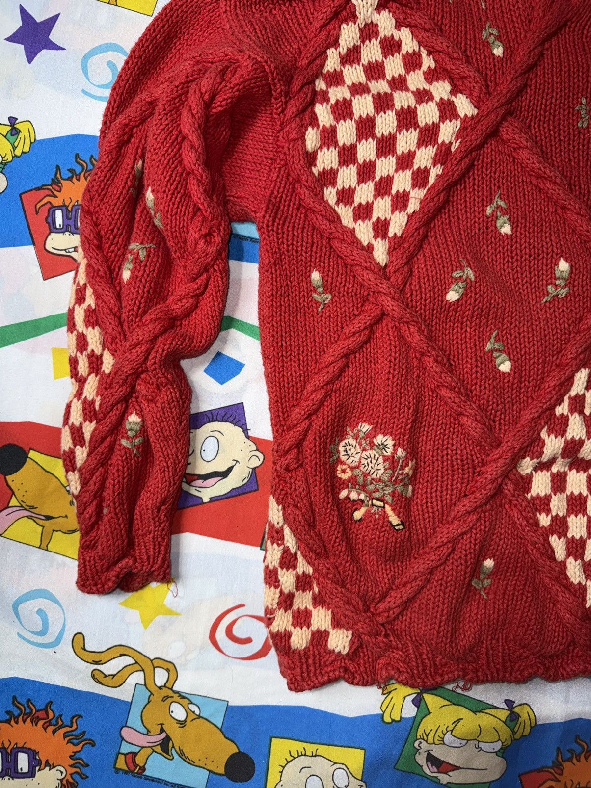 Other Vintage Knitwear Woven Floral Embroidered Heavy Sweater Size L / US 10 / IT 46 - 4 Thumbnail
