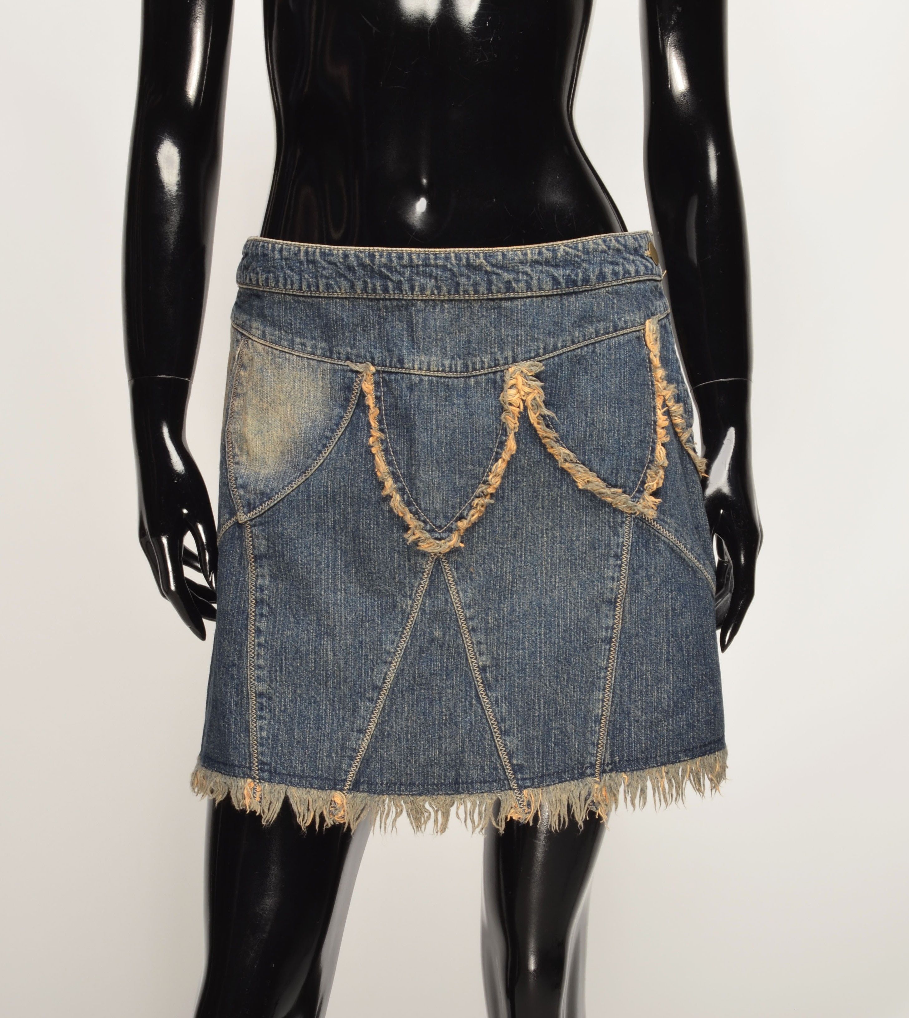 Vintage Vintage Per Una Y2K Grunge Denim Mini Skirt Size 28" / US 6 / IT 42 - 8 Thumbnail