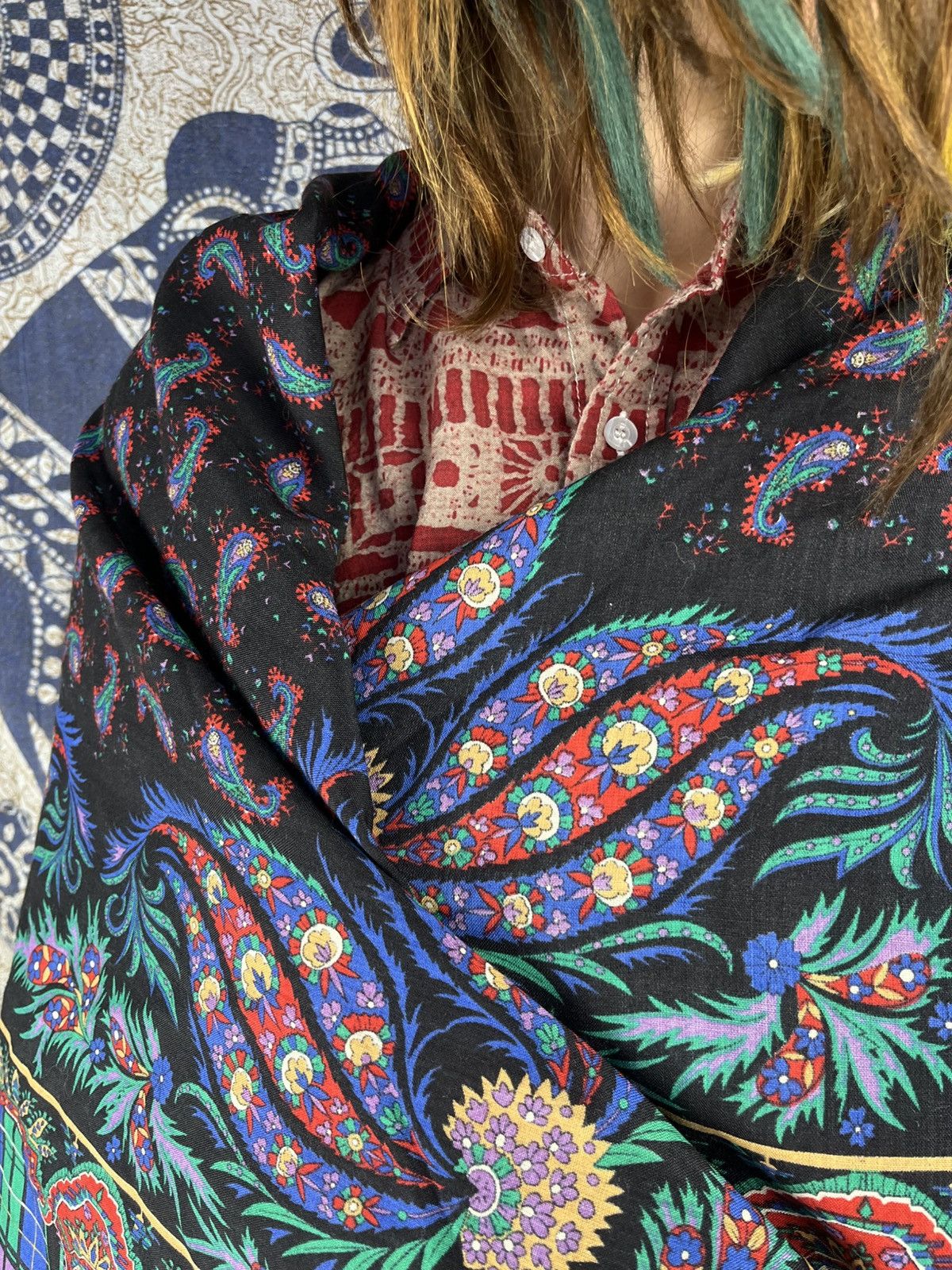 Vintage Vintage Vicki Lynn Bardon Wool Paisley Plaid Scarf Size ONE SIZE - 12 Thumbnail