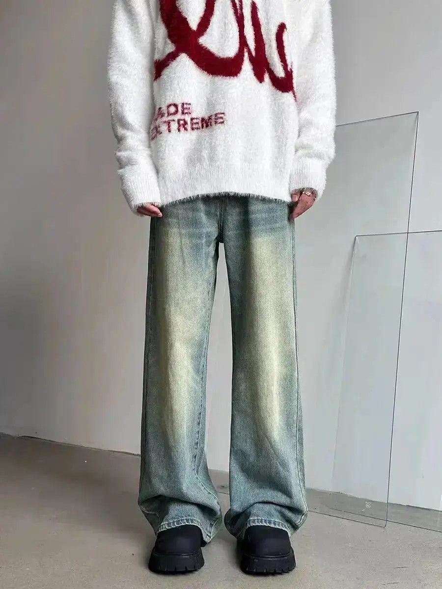 Japanese Brand Street yellow clay dye washed baggy jeans Size US 32 / EU 48 - 4 Thumbnail